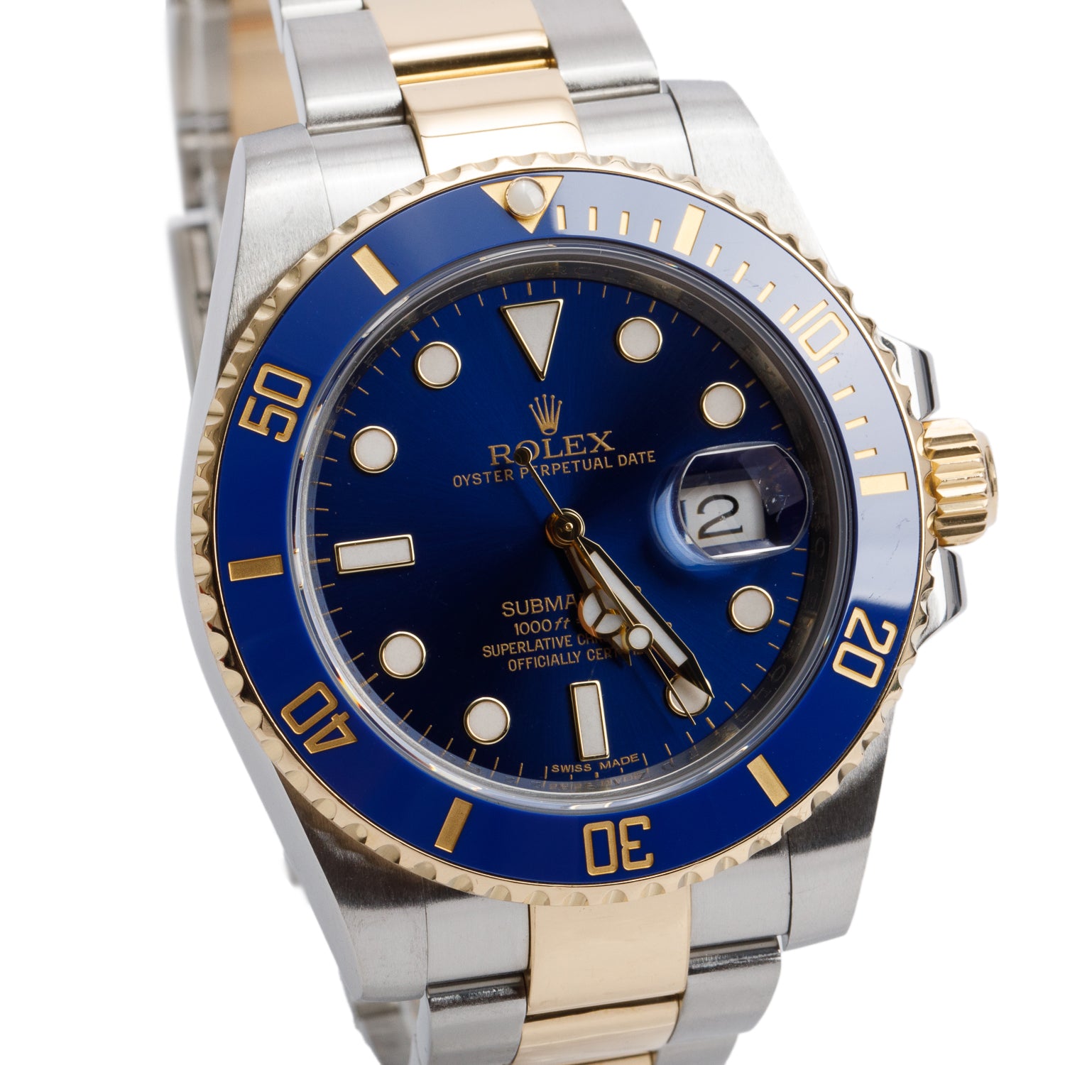 Rolex Stainless Steel & 18k Yellow Gold Submariner Date 40 MM Automatic Watch Blue Dial 116613LB w/ Box & Papers