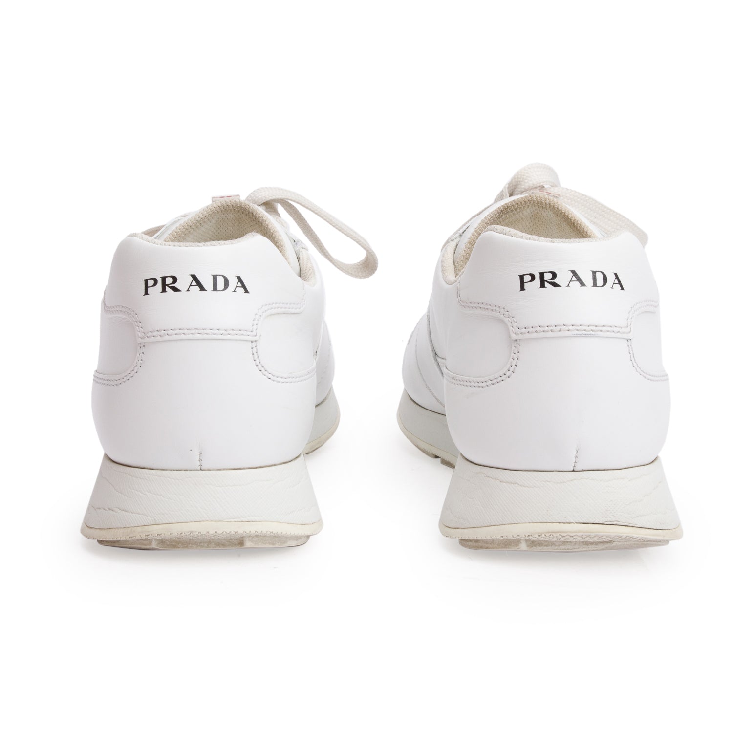 Prada White Leather Sport Sneakers, Men's Size 8.5 w/ Box