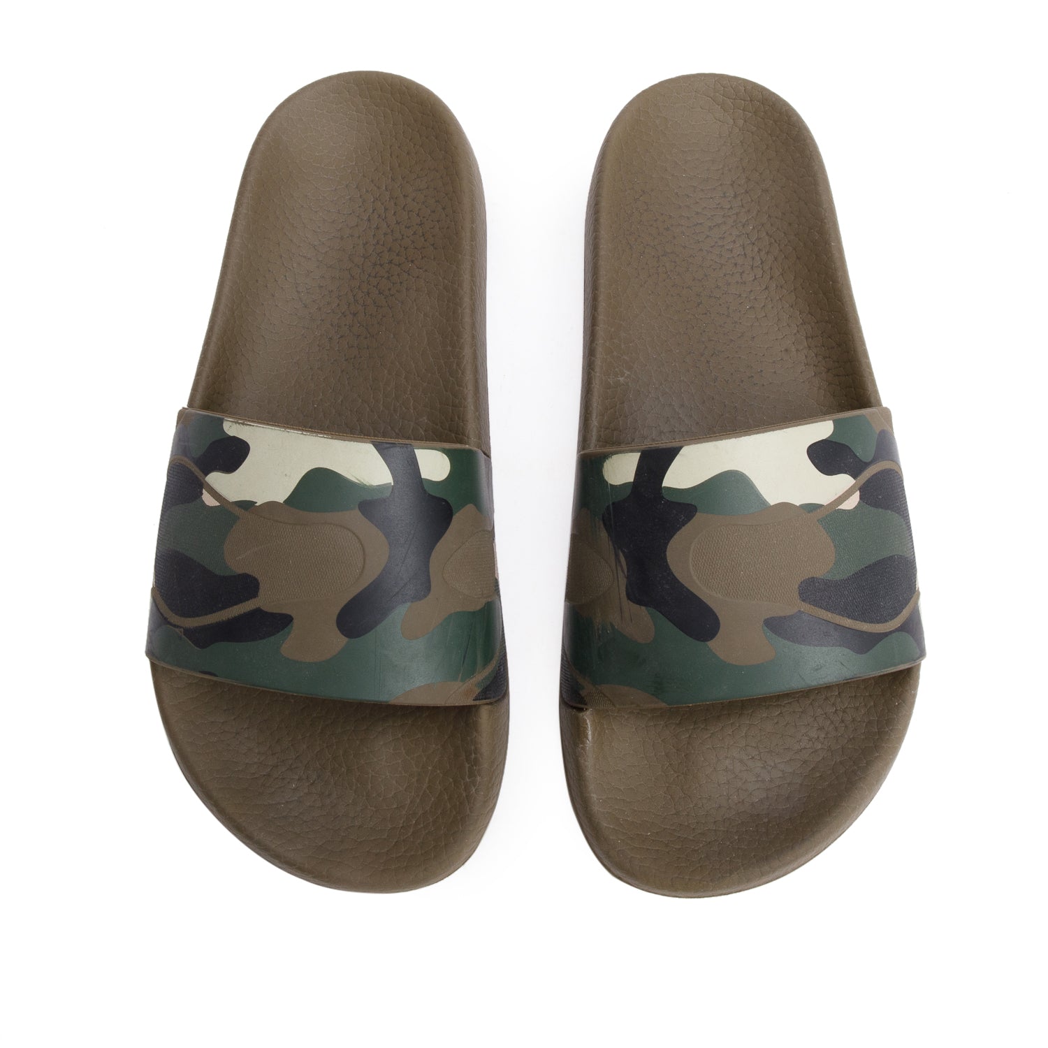 Valentino Green Camouflage Rubber Slide Sandals, Size 37 w/ Box