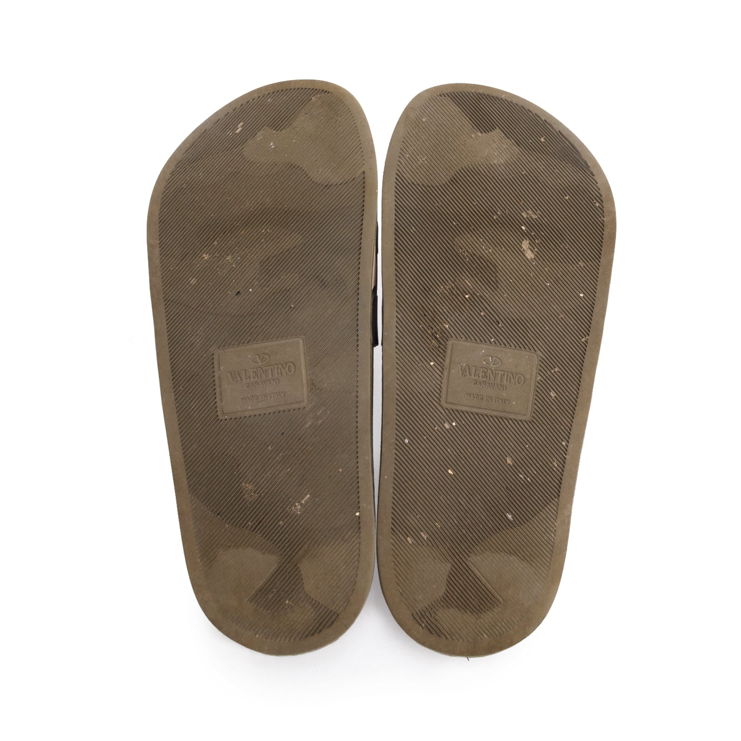 Valentino Green Camouflage Rubber Slide Sandals, Size 37 w/ Box