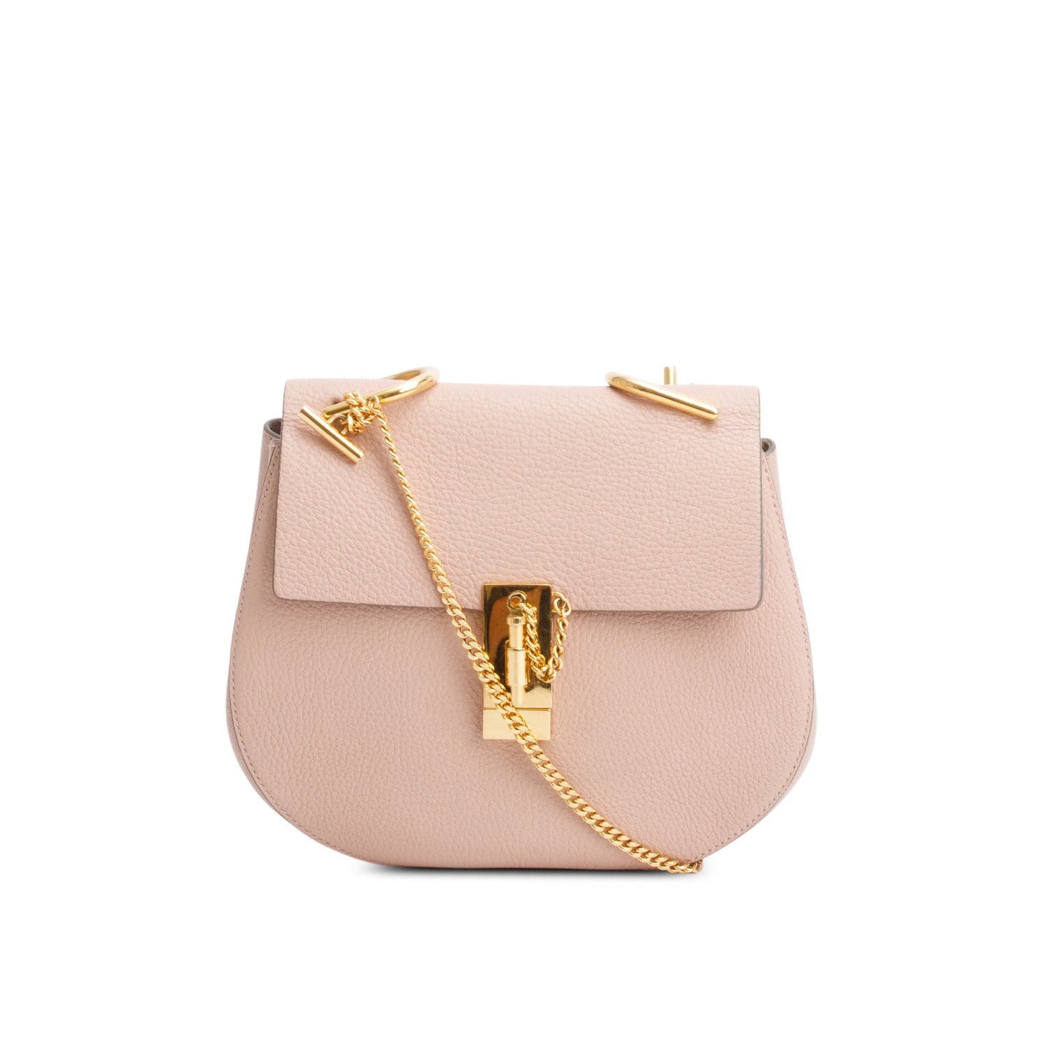 Chloe Pink Grained Lambskin Medium Drew Shoulder Bag