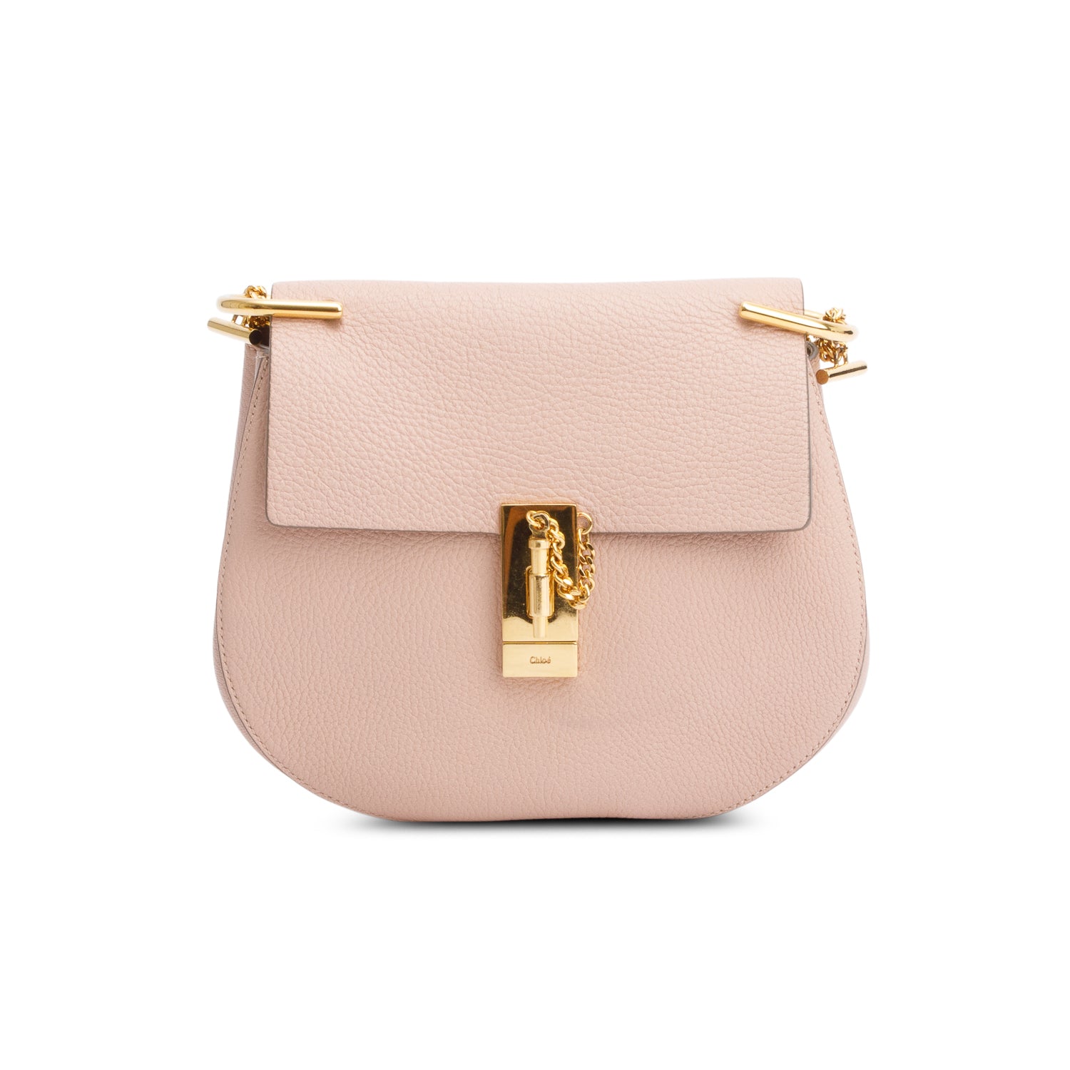 Chloe Pink Grained Lambskin Medium Drew Shoulder Bag