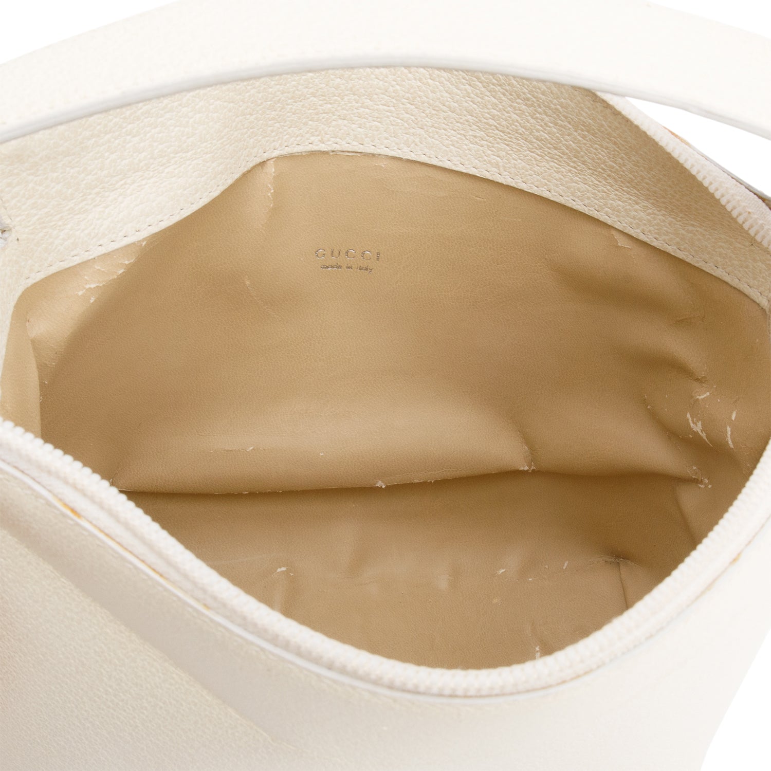 Gucci Vintage Cream Leather Top Handle Bag