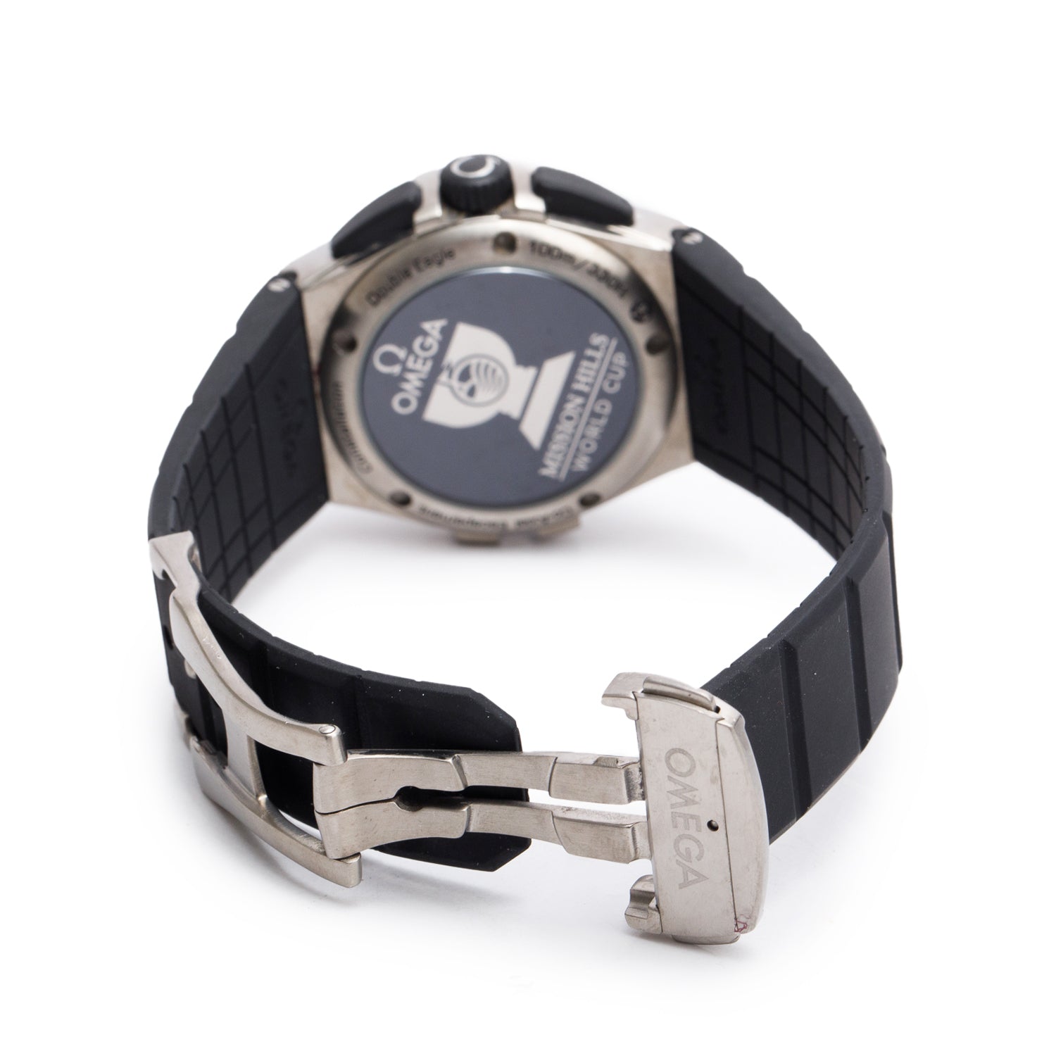 Omega Titanium Constellation Double Eagle Mission Hills World Cup 35 MM Co-Axial Chronometer Automatic Chronograph Watch Black Dial