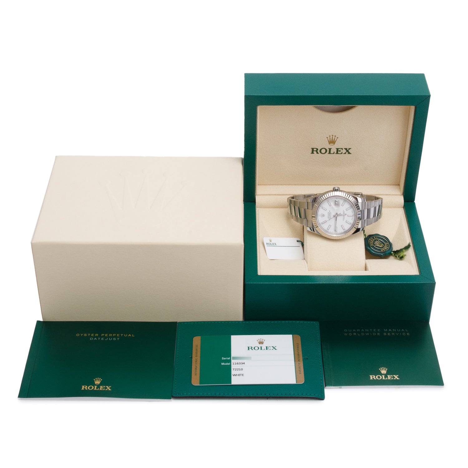 Rolex Stainless Steel Datejust II 41 MM Automatic Watch White Dial 116334 w/ Box & Papers