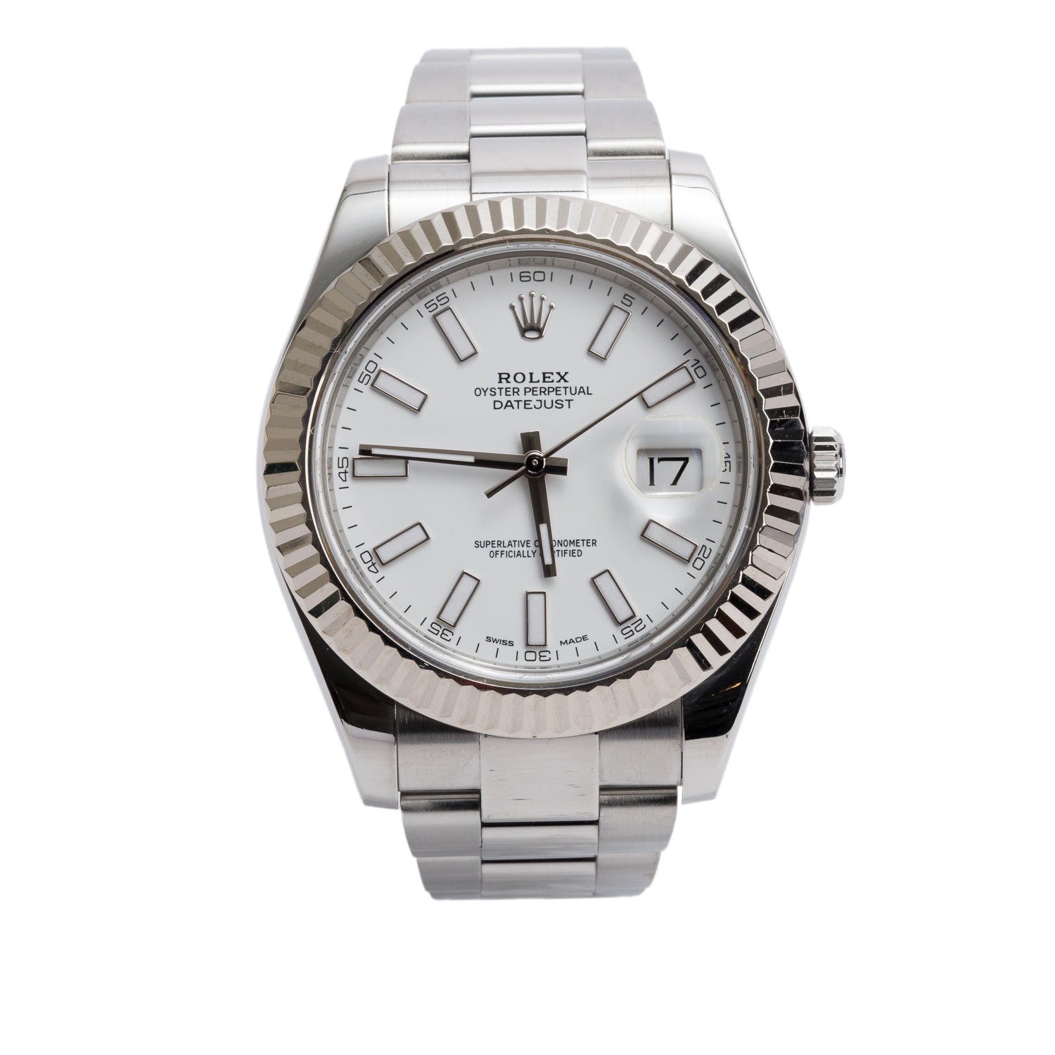Rolex Stainless Steel Datejust II 41 MM Automatic Watch White Dial 116334 w/ Box & Papers