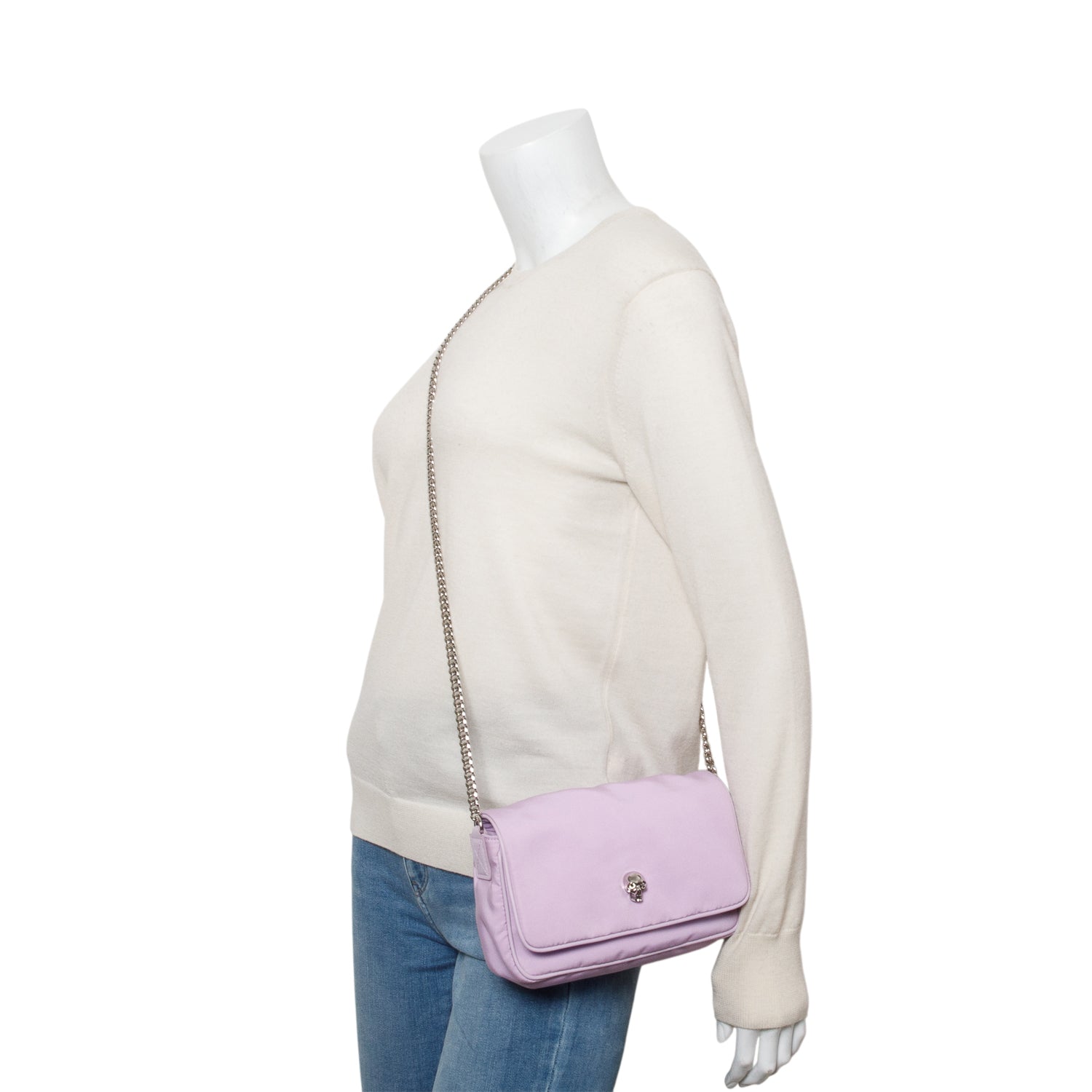 Alexander McQueen Lilac Nylon Skull Small Crossbody Bag