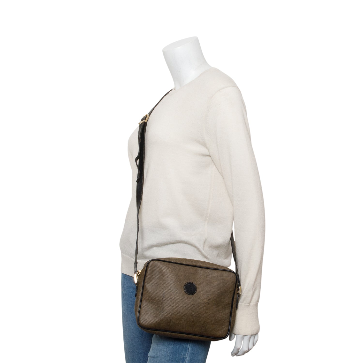 Fendi Brown Canvas Crossbody Camera Bag