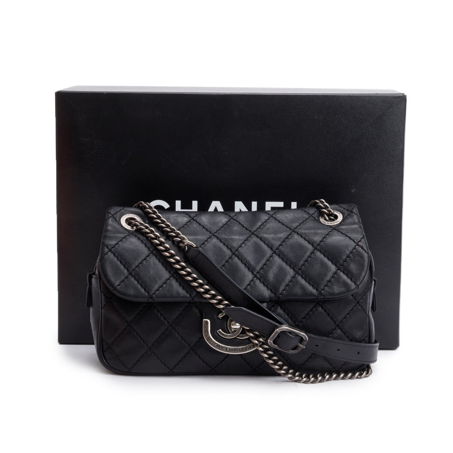 Chanel Black Quilted Calfskin Leather Paris-Edinburgh Coco Sporran Flap Bag w/ Box and Authenticity Card