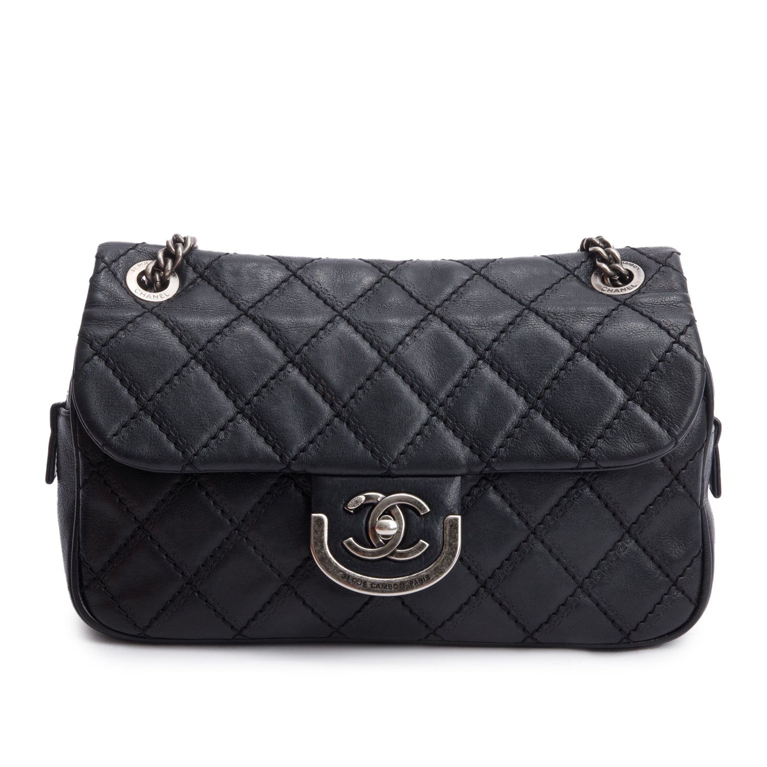 Chanel Black Quilted Calfskin Leather Paris-Edinburgh Coco Sporran Flap Bag w/ Box and Authenticity Card