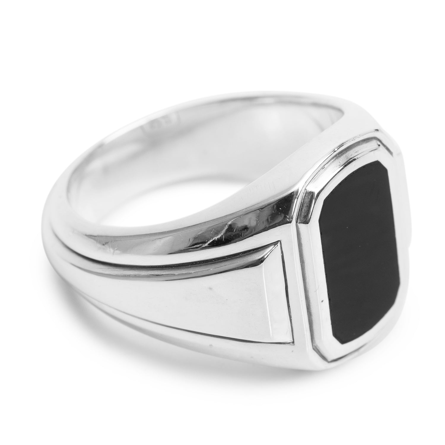 David Yurman Sterling Silver Black Onyx Streamline Signet Ring, 18.8 MM Size 12