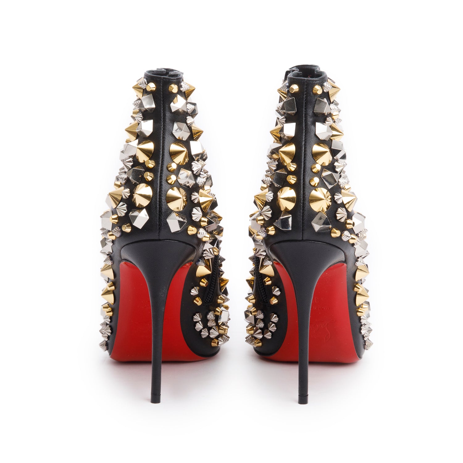 Christian Louboutin Black Leather So Full Kate Ankle Boots, Size 37