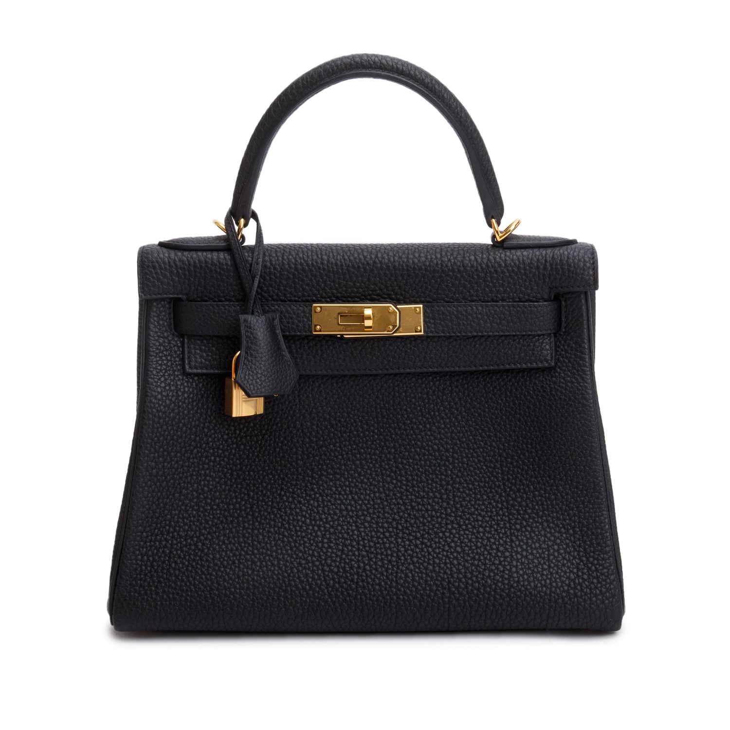 Hermes 2022 Noir Veau Togo Kelly II Retourne 28 w/ Strap & Box