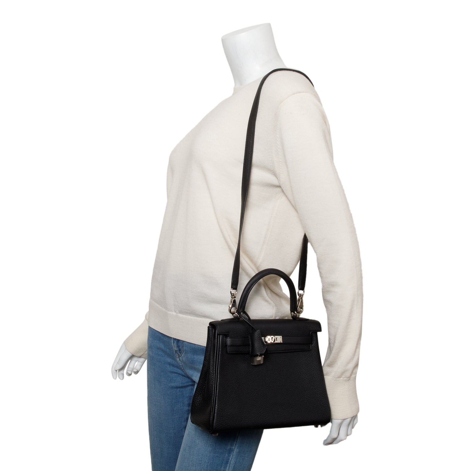 Hermes 2021 Noir Togo Kelly II Retourne 25 w/ Strap & Box