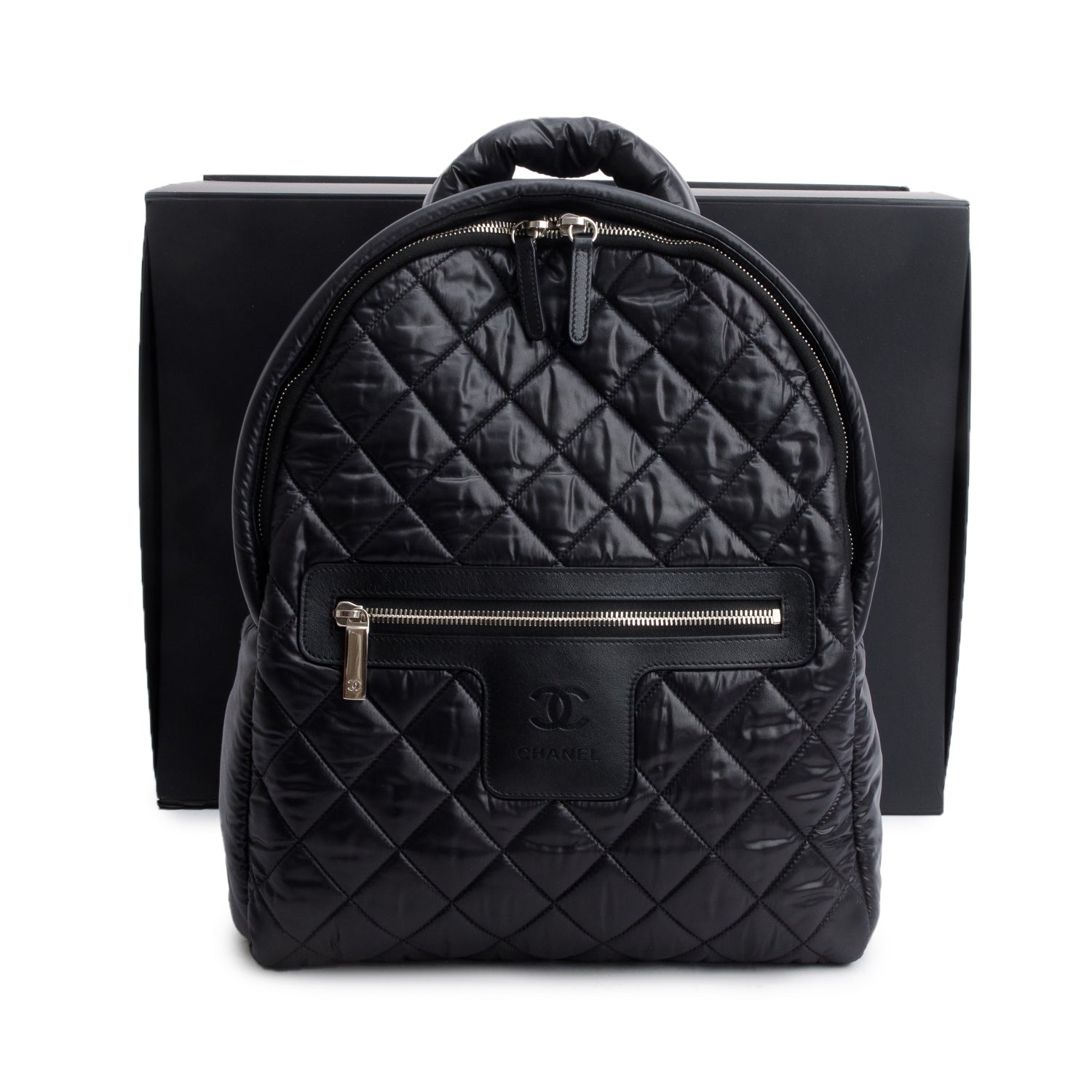 Chanel Black Nylon Quilted Coco Coocoon Backpack w/ Box