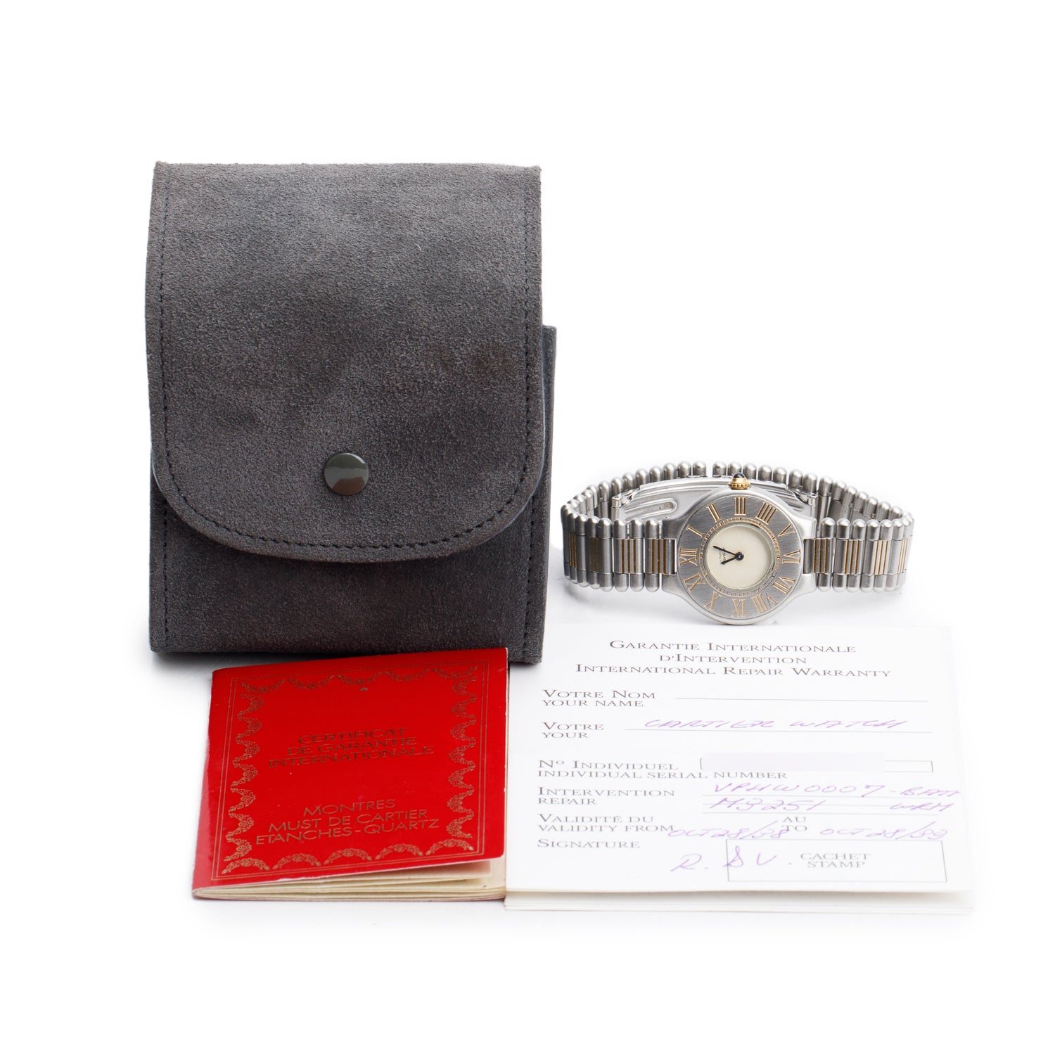 Cartier Stainless Steel & 18k Yellow Gold Plated Must de Cartier 21 28 MM Watch 9010 w/ Case & Papers