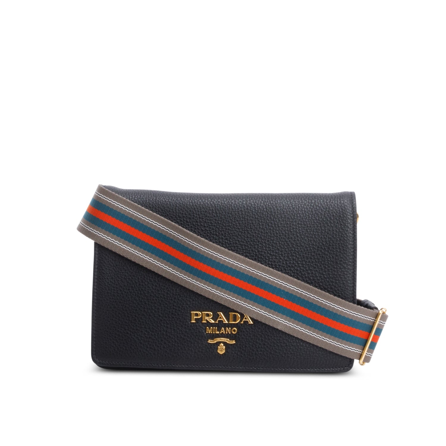 Prada Black Vitello Daino Phenix Flap Crossbody Bag w/ Box, Straps & Authenticity Card