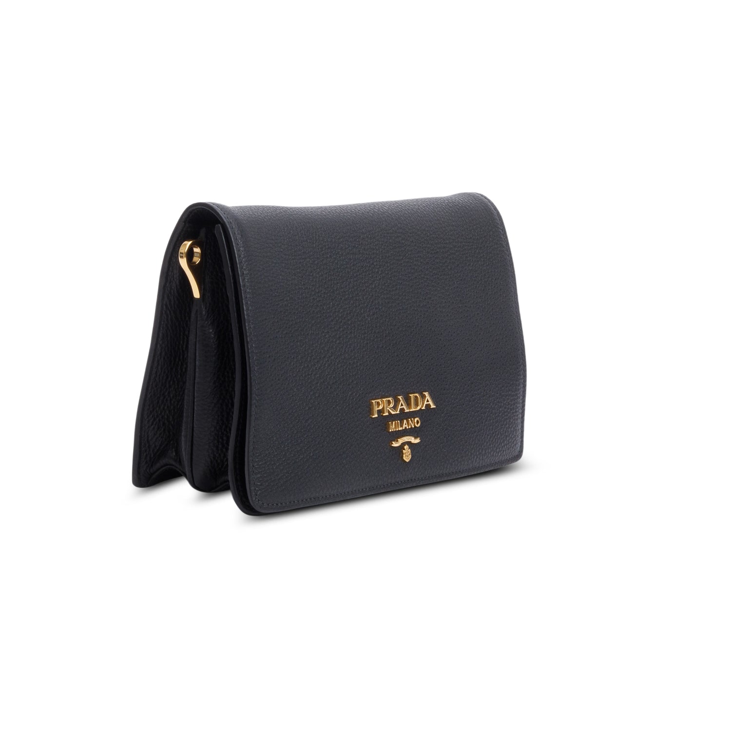 Prada Black Vitello Daino Phenix Flap Crossbody Bag w/ Box, Straps & Authenticity Card