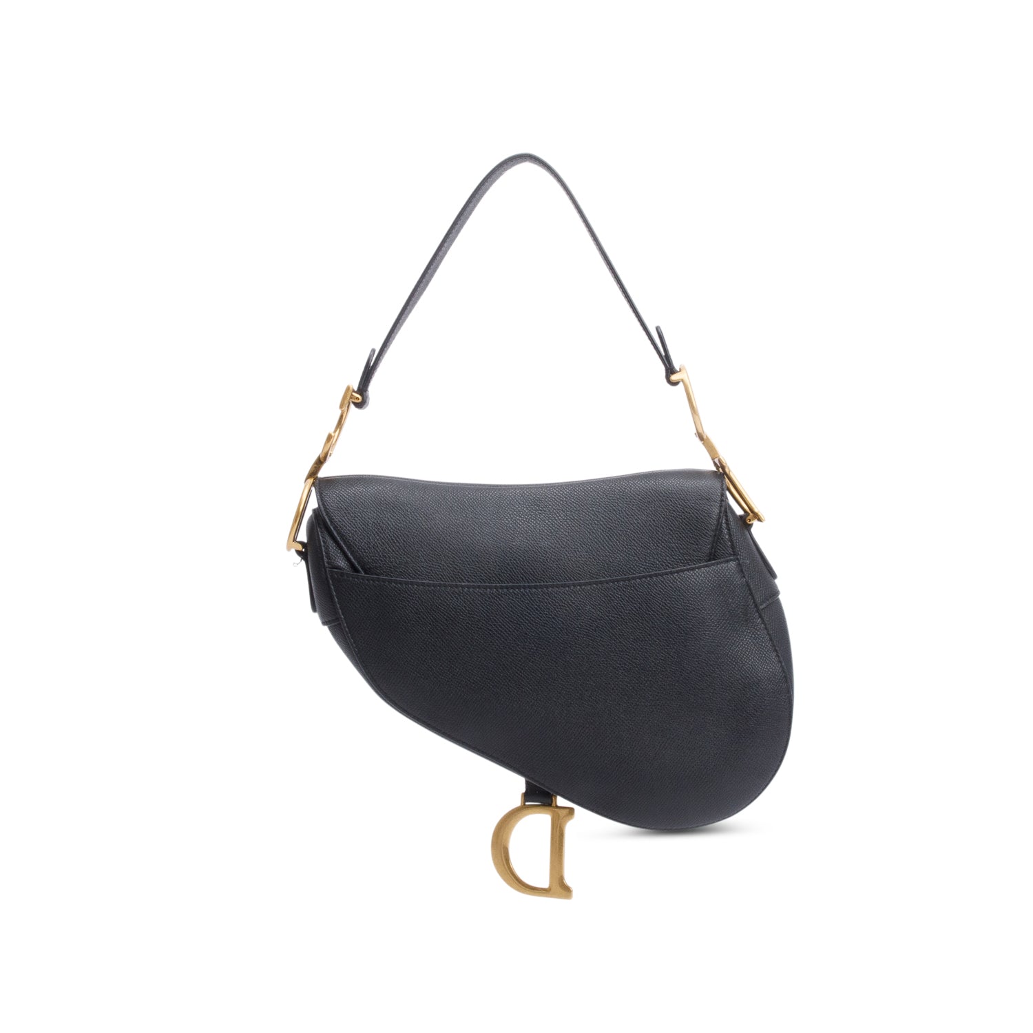 Christian Dior 2020 Black Grained Calfskin Saddle Bag w/ Authenticity Card