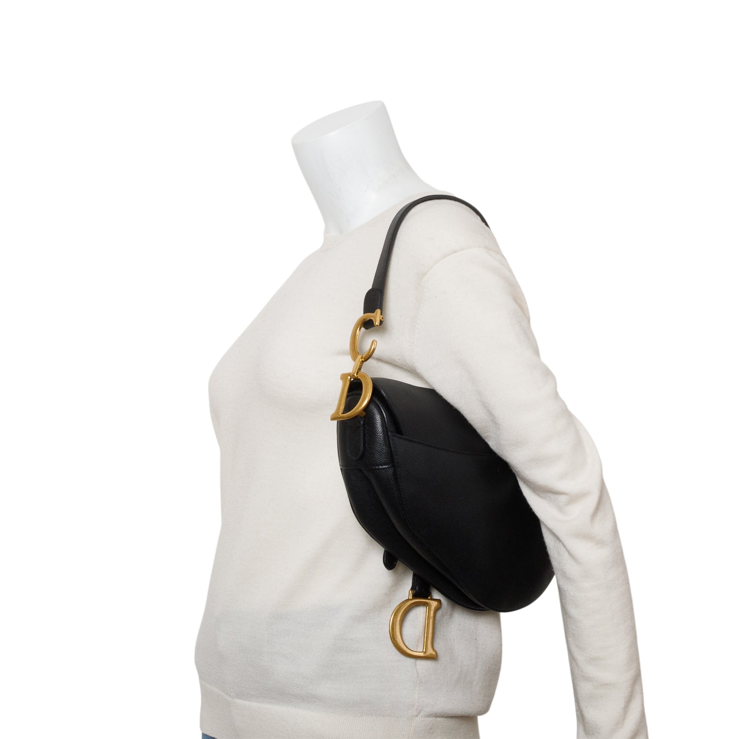 Christian Dior 2020 Black Grained Calfskin Saddle Bag w/ Authenticity Card