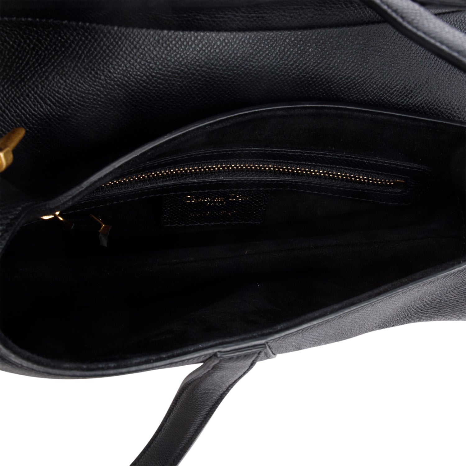Christian Dior 2020 Black Grained Calfskin Saddle Bag w/ Authenticity Card