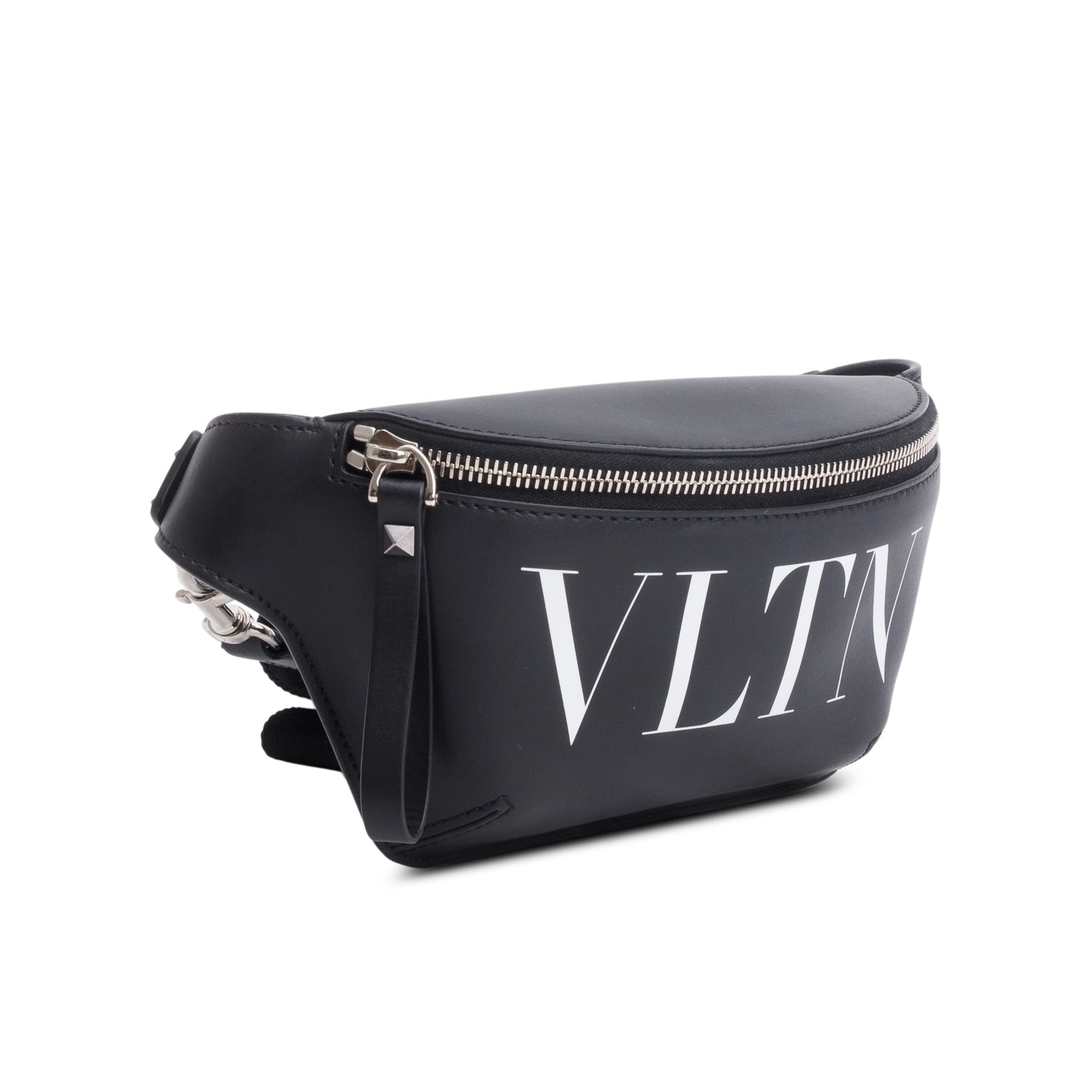 Valentino Black Leather VLTN Belt Bag