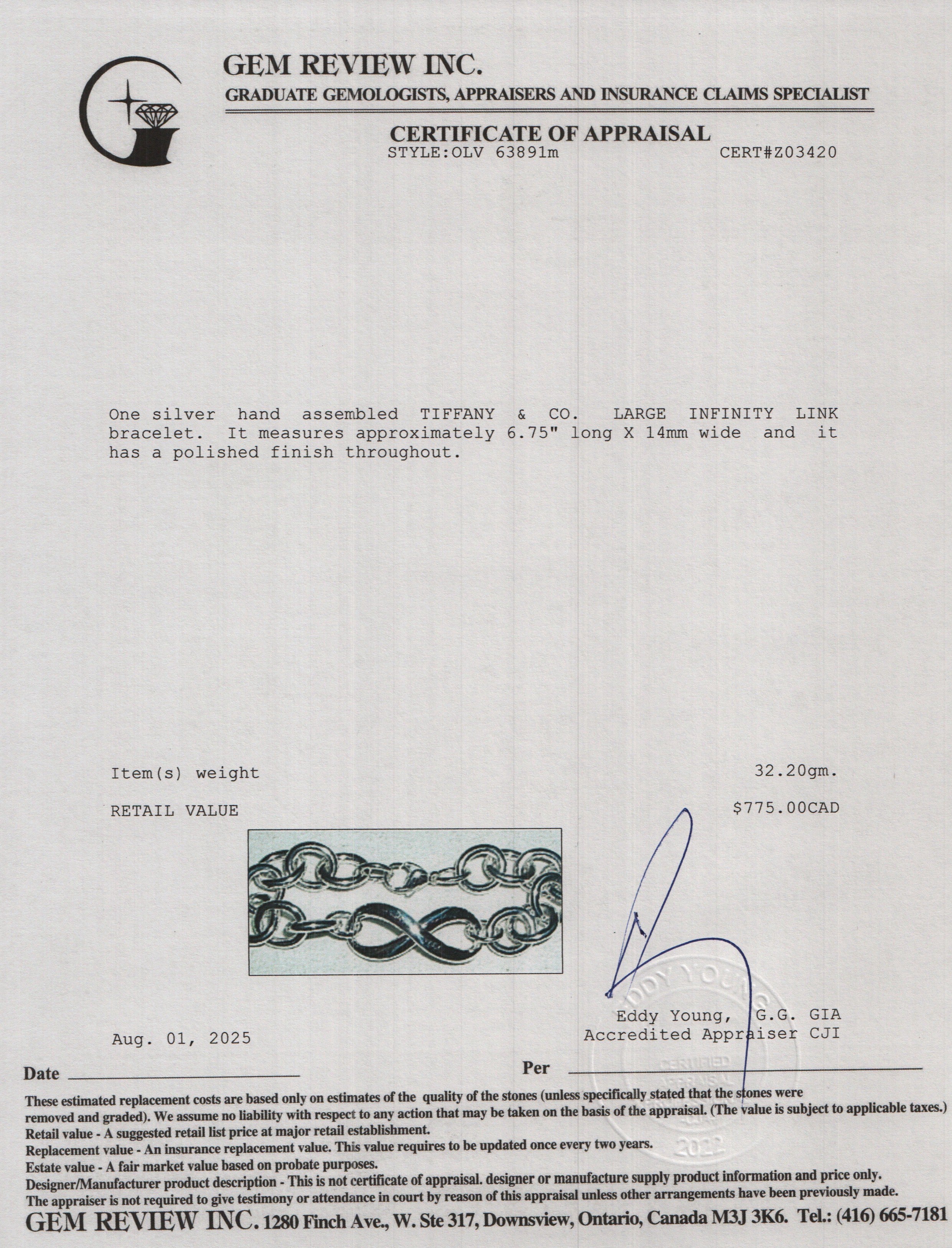 Tiffany & Co. Sterling Silver Infinity Bracelet