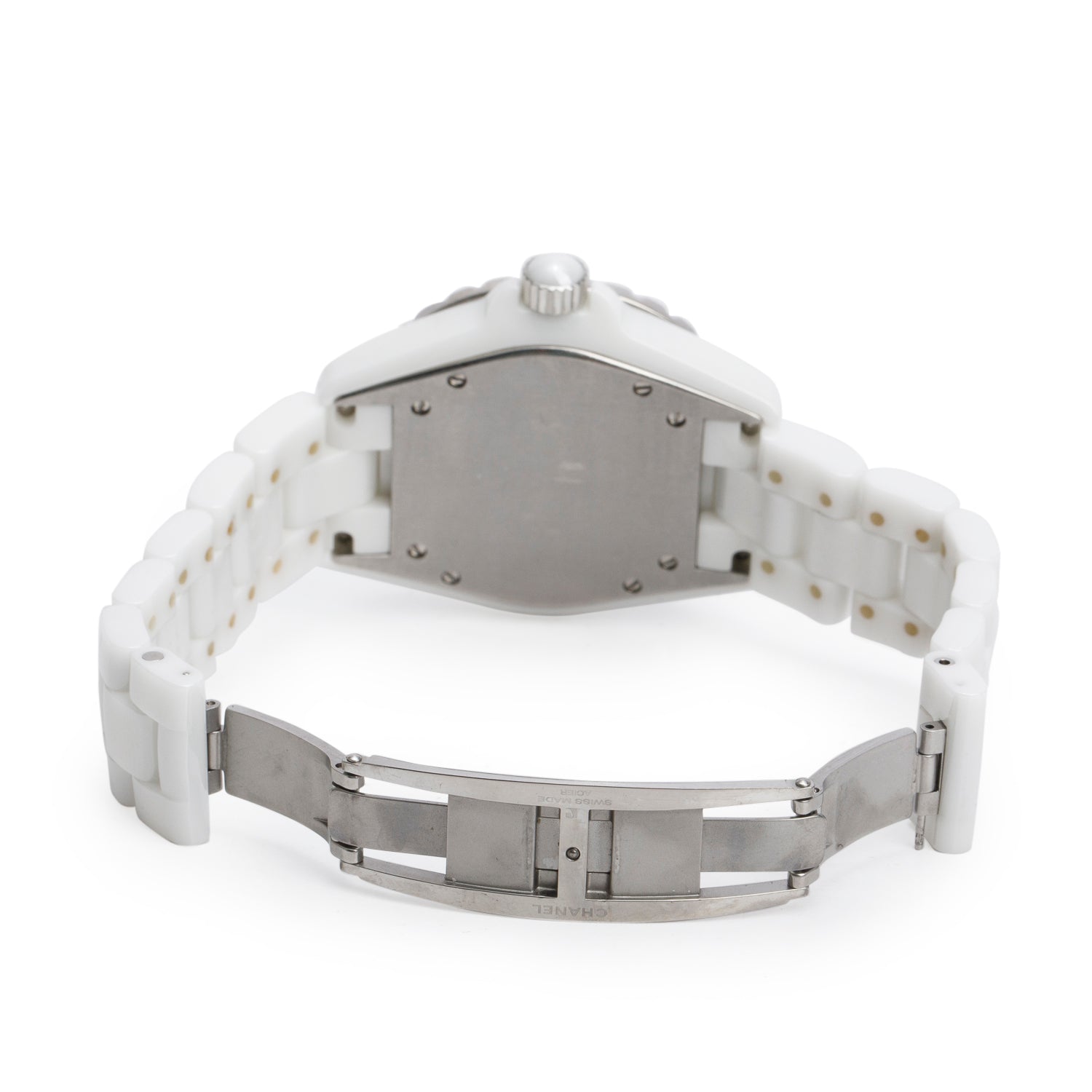 Chanel White Ceramic Diamond Bezel J12 38 MM Automatic Watch