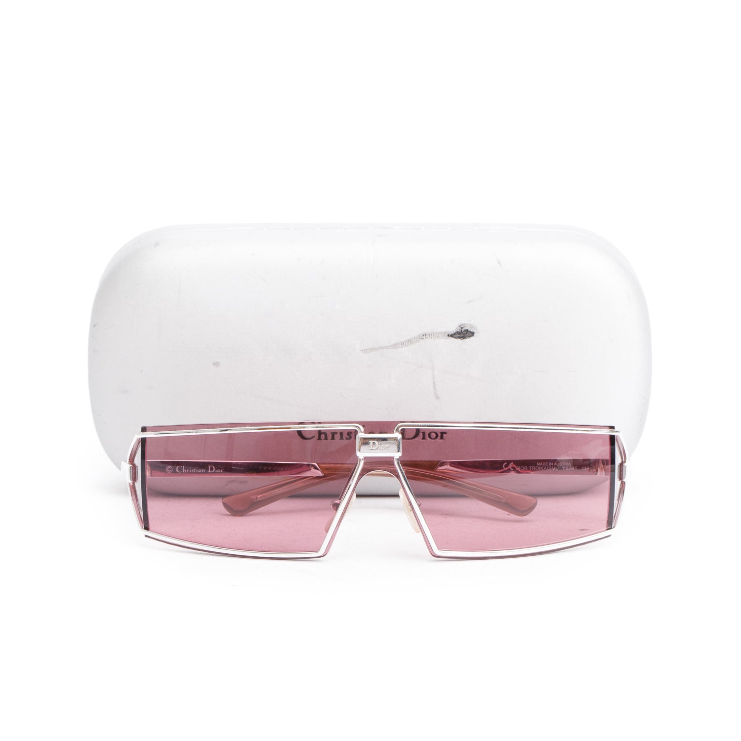 Christian Dior Pink Acetate Troika/SML Shield Sunglasses w/ Case