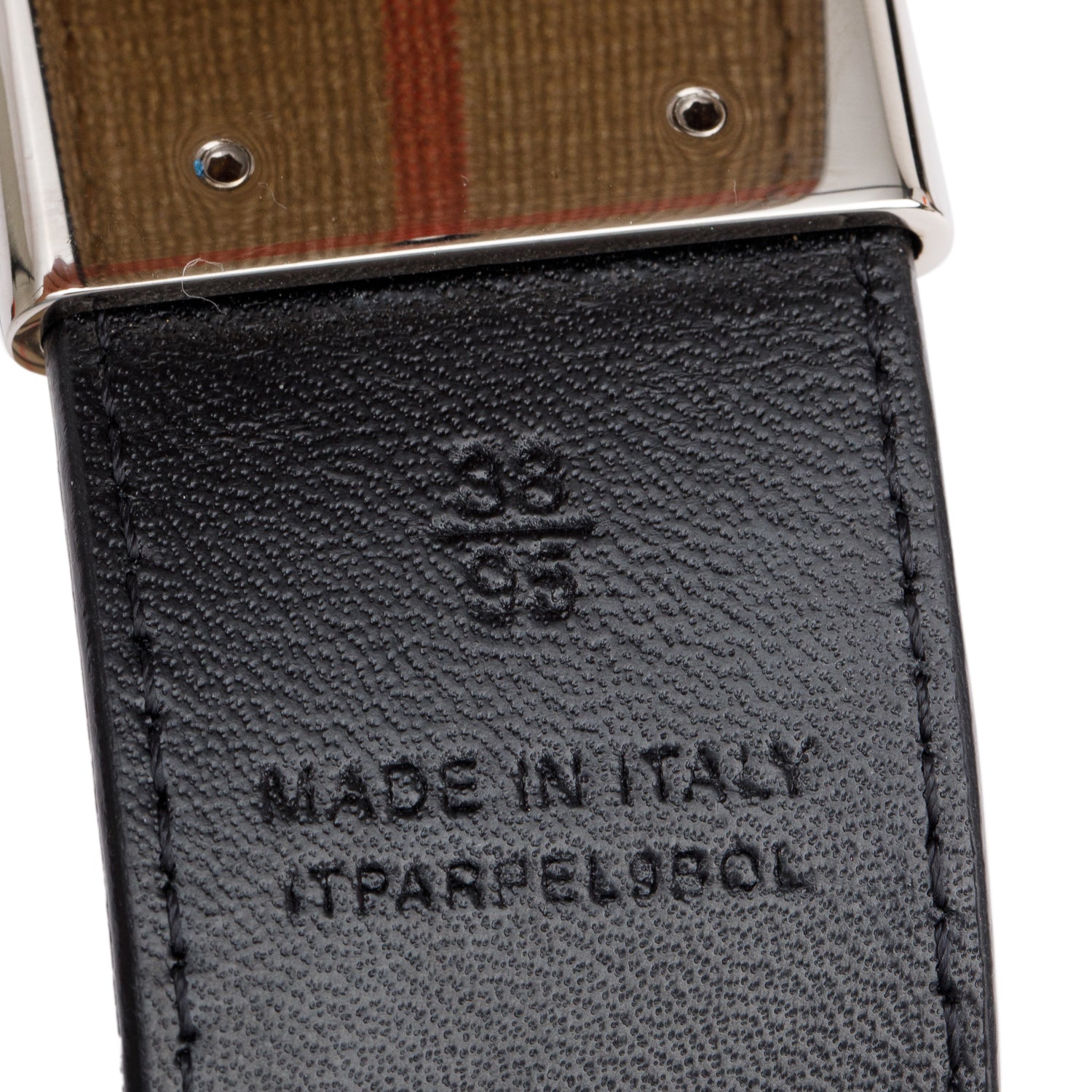 Burberry Biege Check Canvas Black Reversible B Cut Buckle Belt 95 38 w/ Box