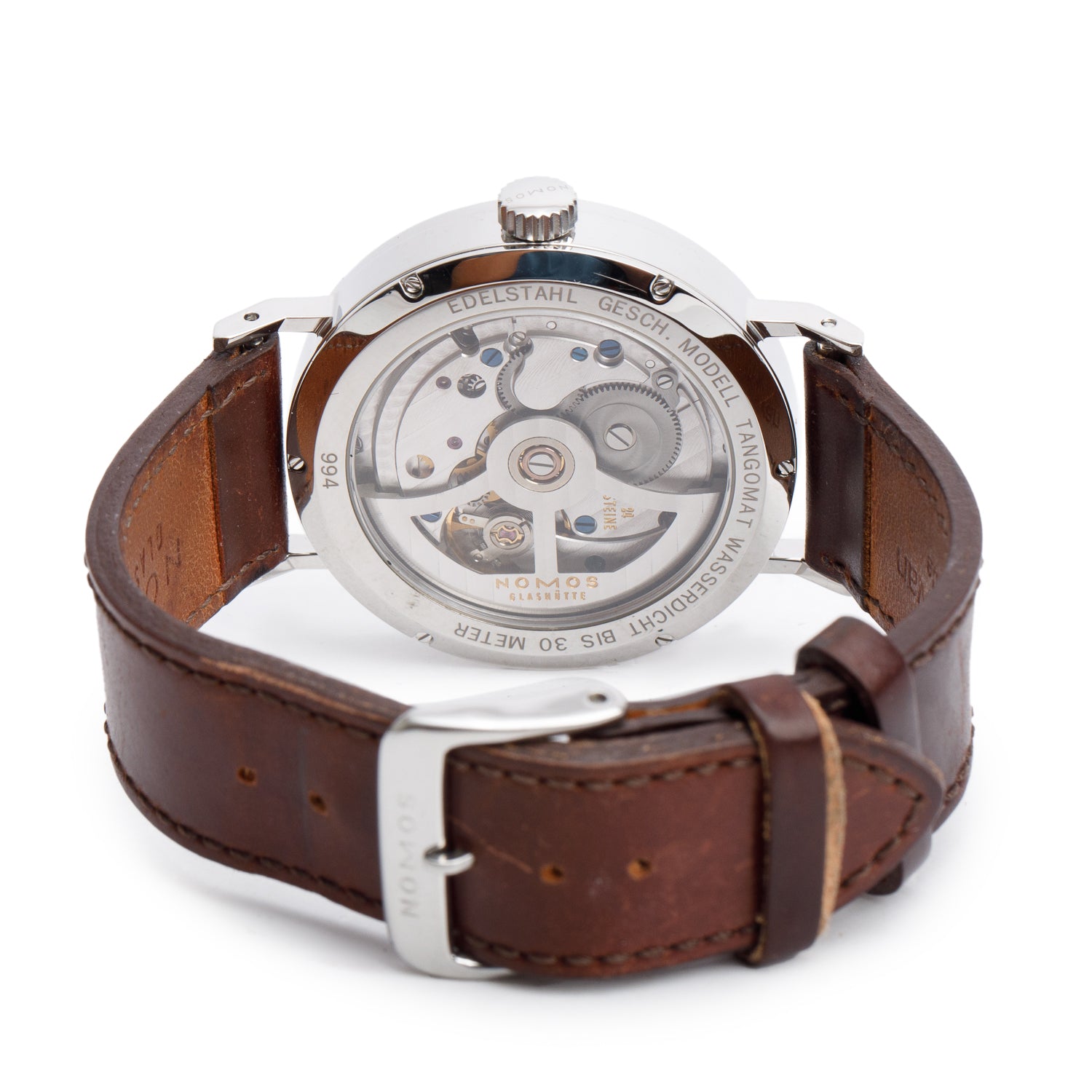 Nomos Glashutte Stainless Steel Tangomat 38.3 MM Automatic Watch w/ Box & Papers