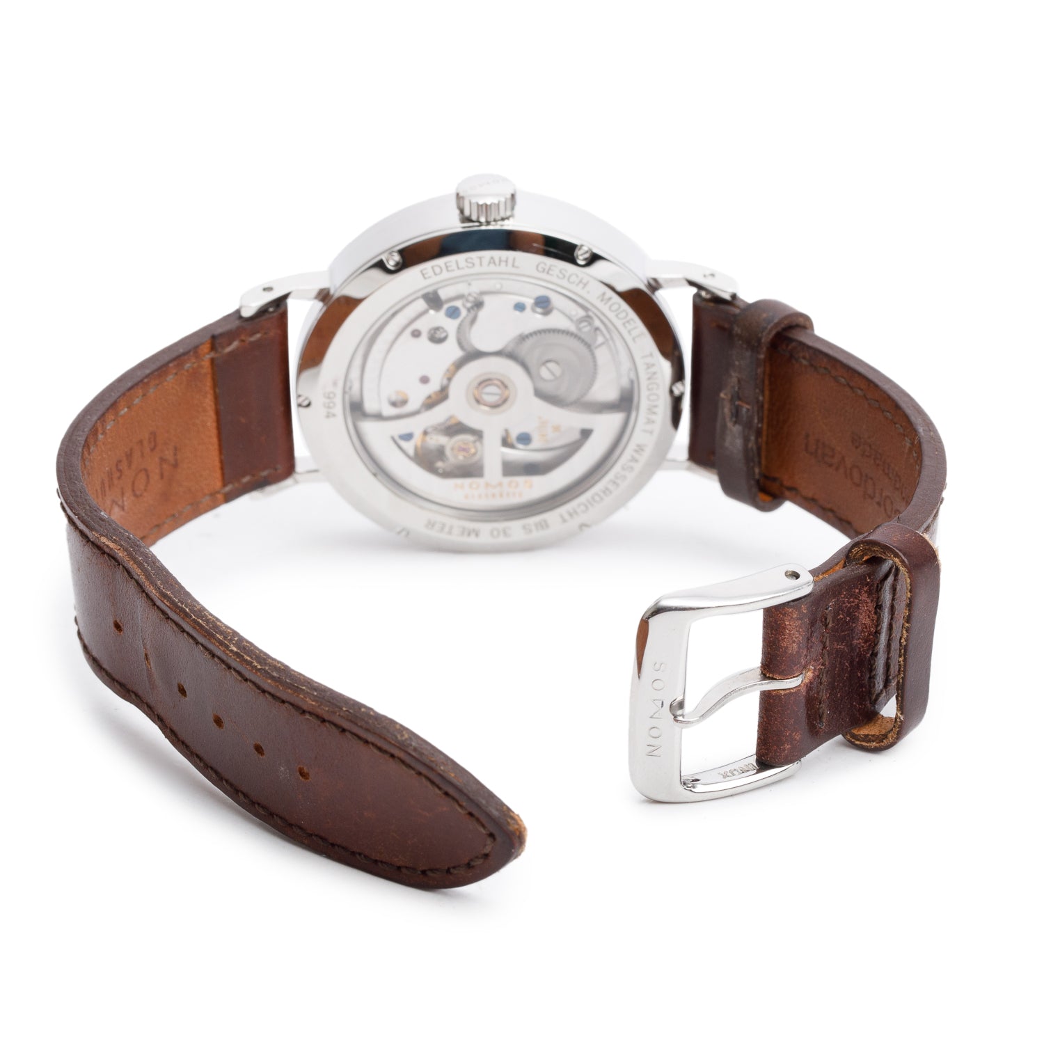 Nomos Glashutte Stainless Steel Tangomat 38.3 MM Automatic Watch w/ Box & Papers