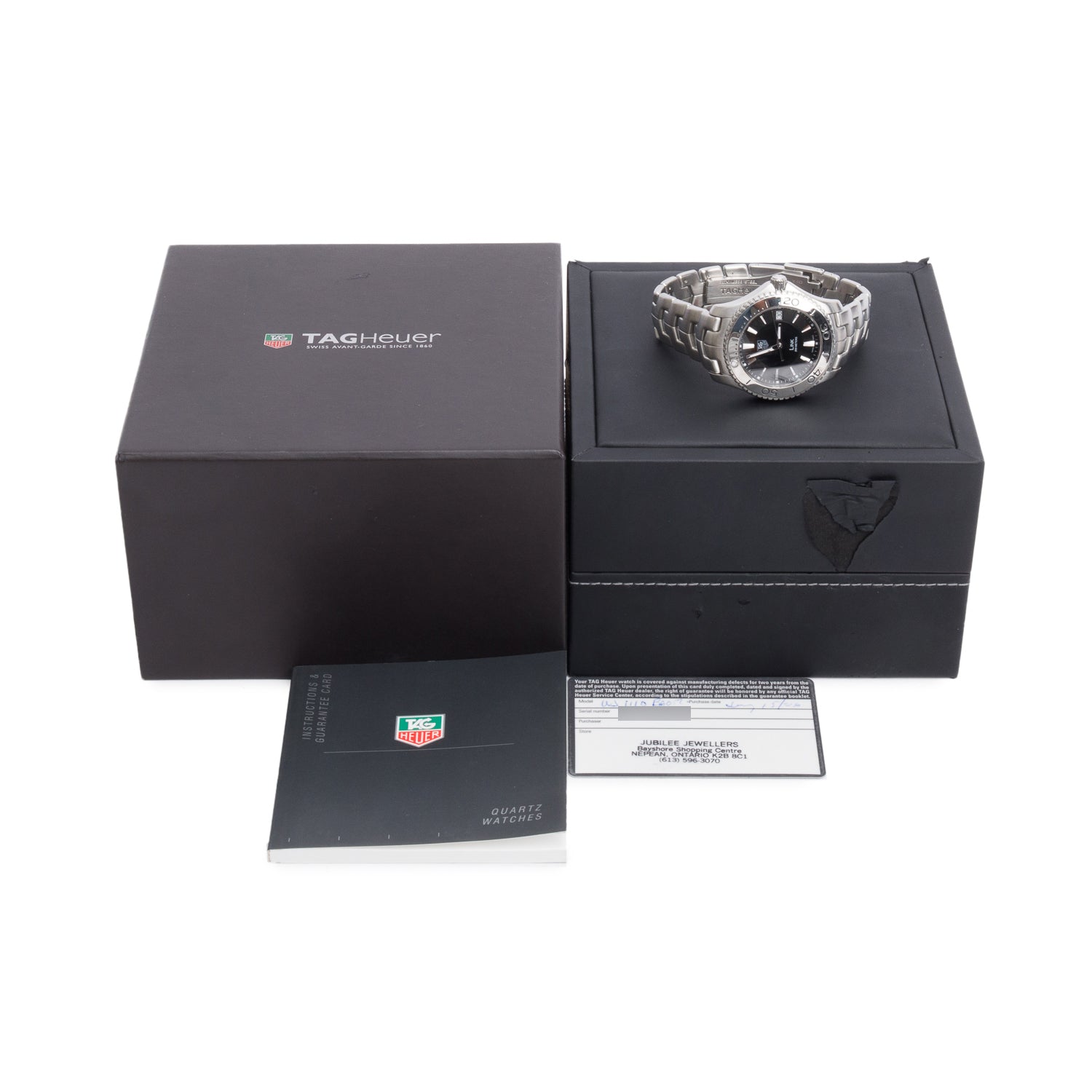 Tag Heuer Stainless Steel Link 39 MM Quartz Watch Black Dial WJ1110 w/ Box & Papers