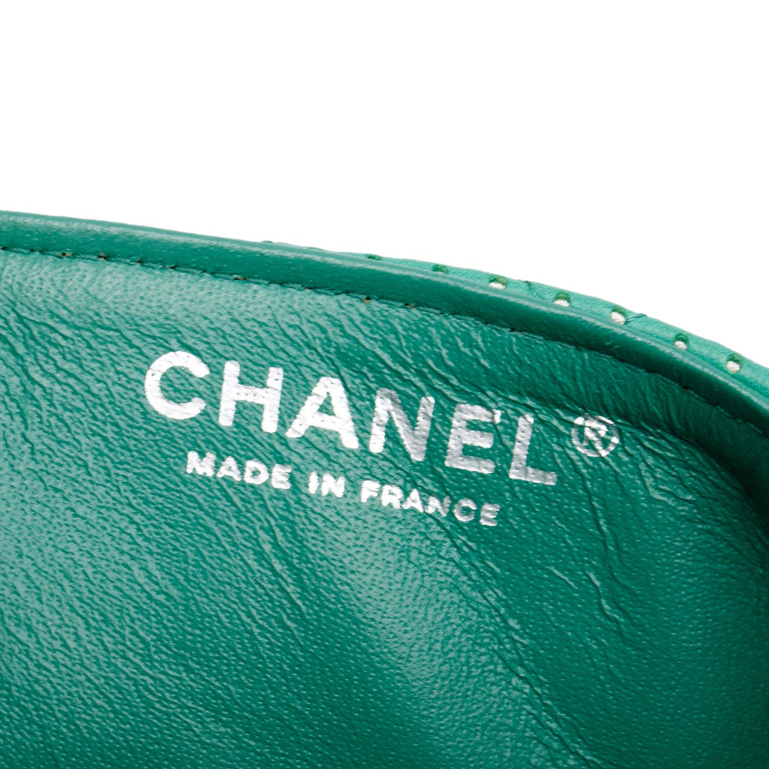 Chanel Green Lambskin Perforated East West Flap Bag