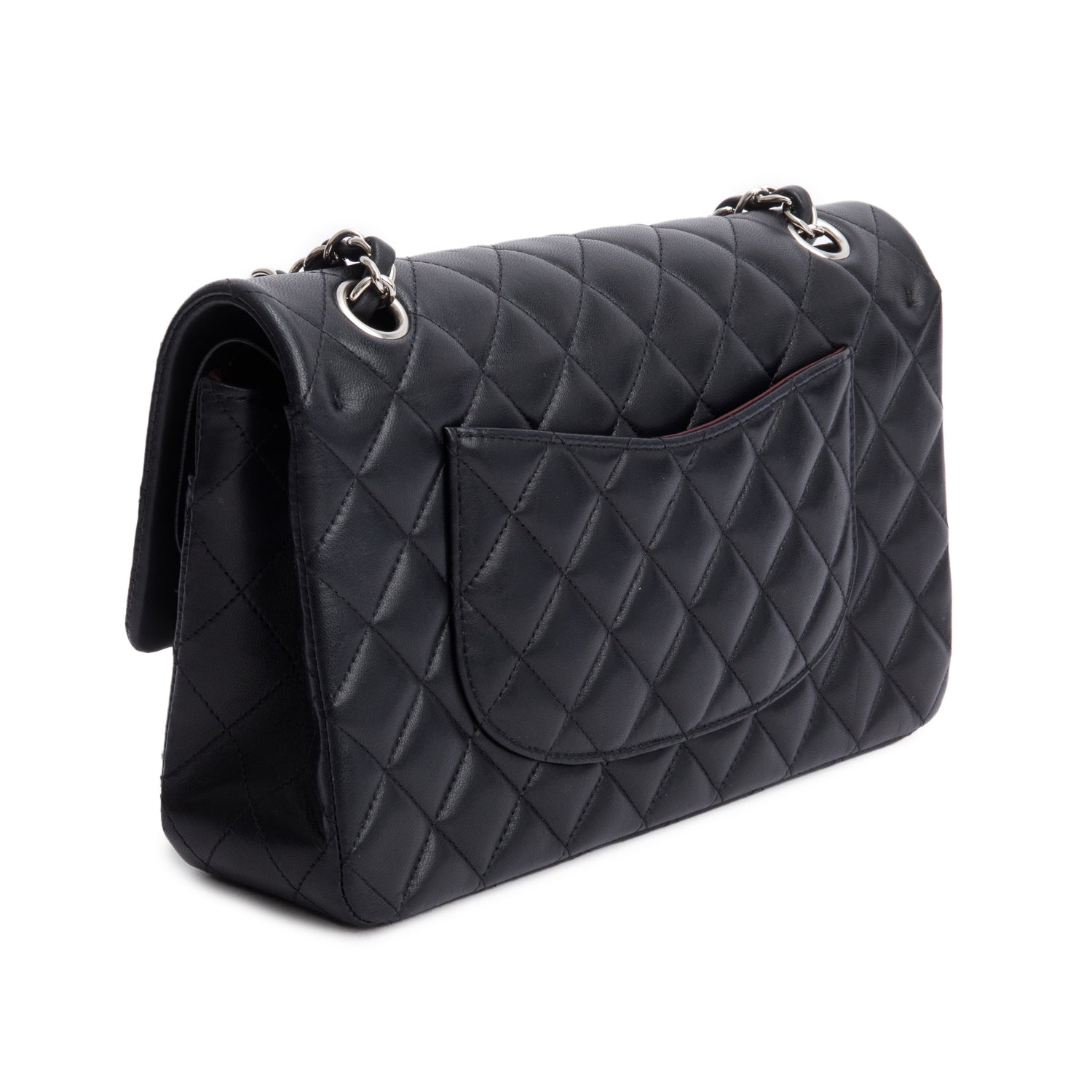Chanel Black Quilted Lambskin Leather Classic Medium Double Flap Bag