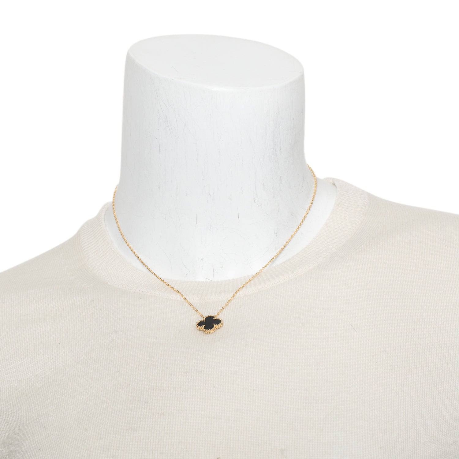 Van Cleef & Arpels 2024  18k Yellow Gold Vintage Alhambra Black Onyx Pendant Necklace w/ Box & Certificate