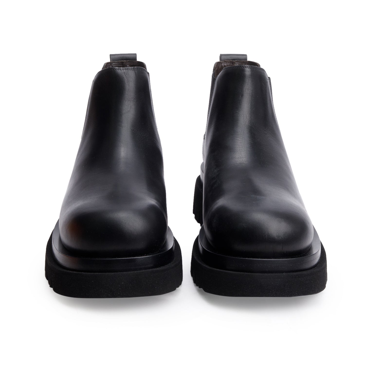 Bottega Veneta Black Leather Lug Chelsea Ankle Boots, Men's Size 44 w/ Box