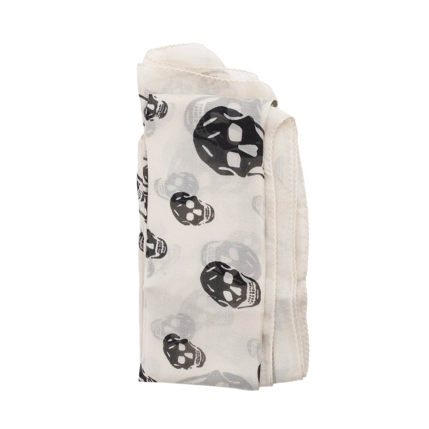 Alexander McQueen White/Black Skull Printed Silk Scarf