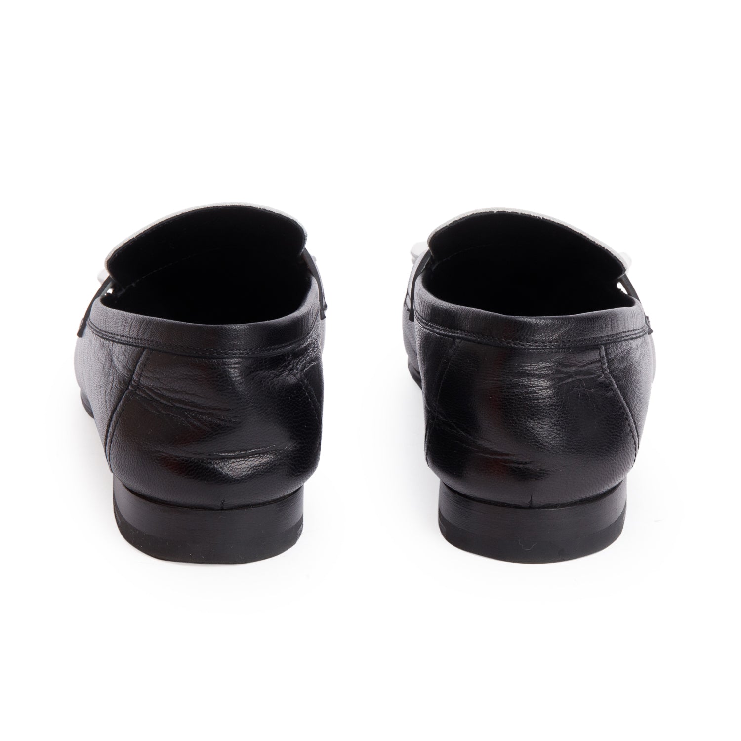 Hermes Noir/Blanc Chevre Souple Leather Mocassins Royal Loafer, Size 38 w/ Box