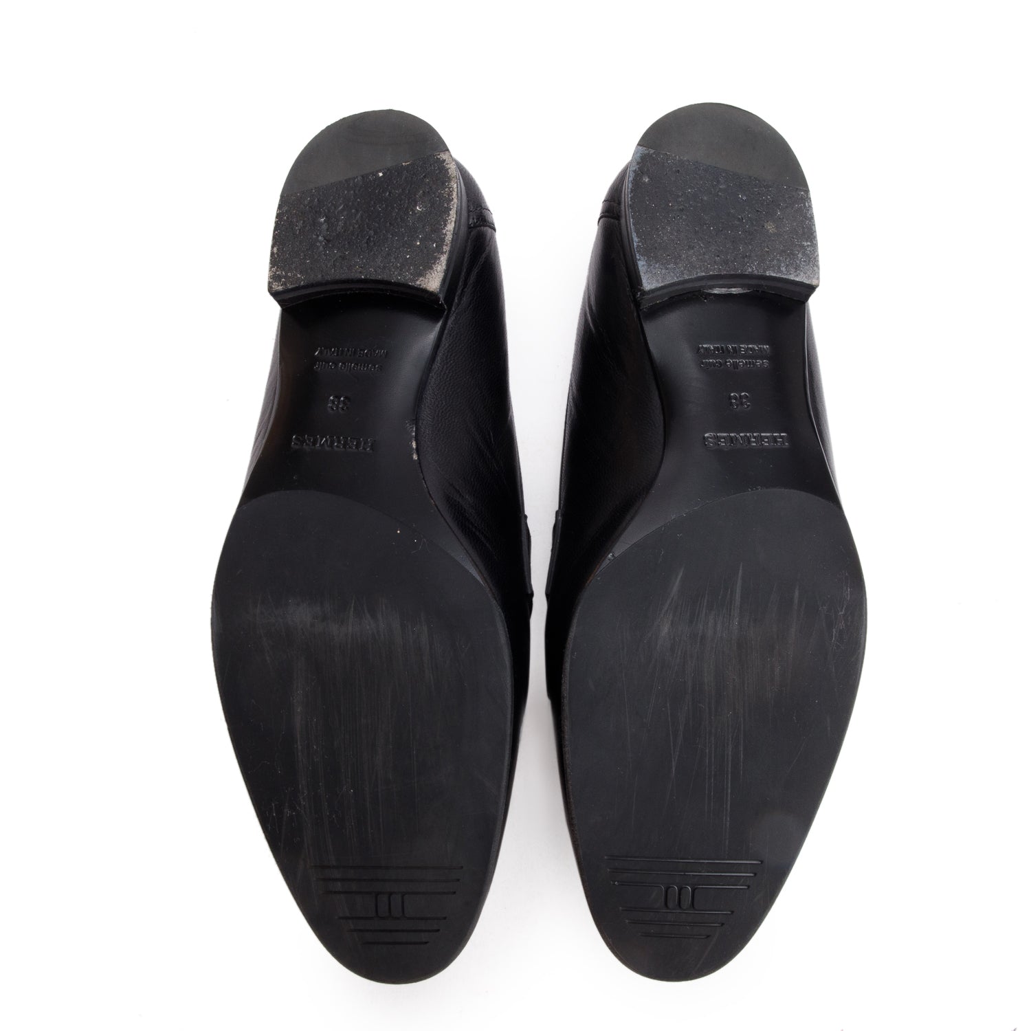 Hermes Noir/Blanc Chevre Souple Leather Mocassins Royal Loafer, Size 38 w/ Box