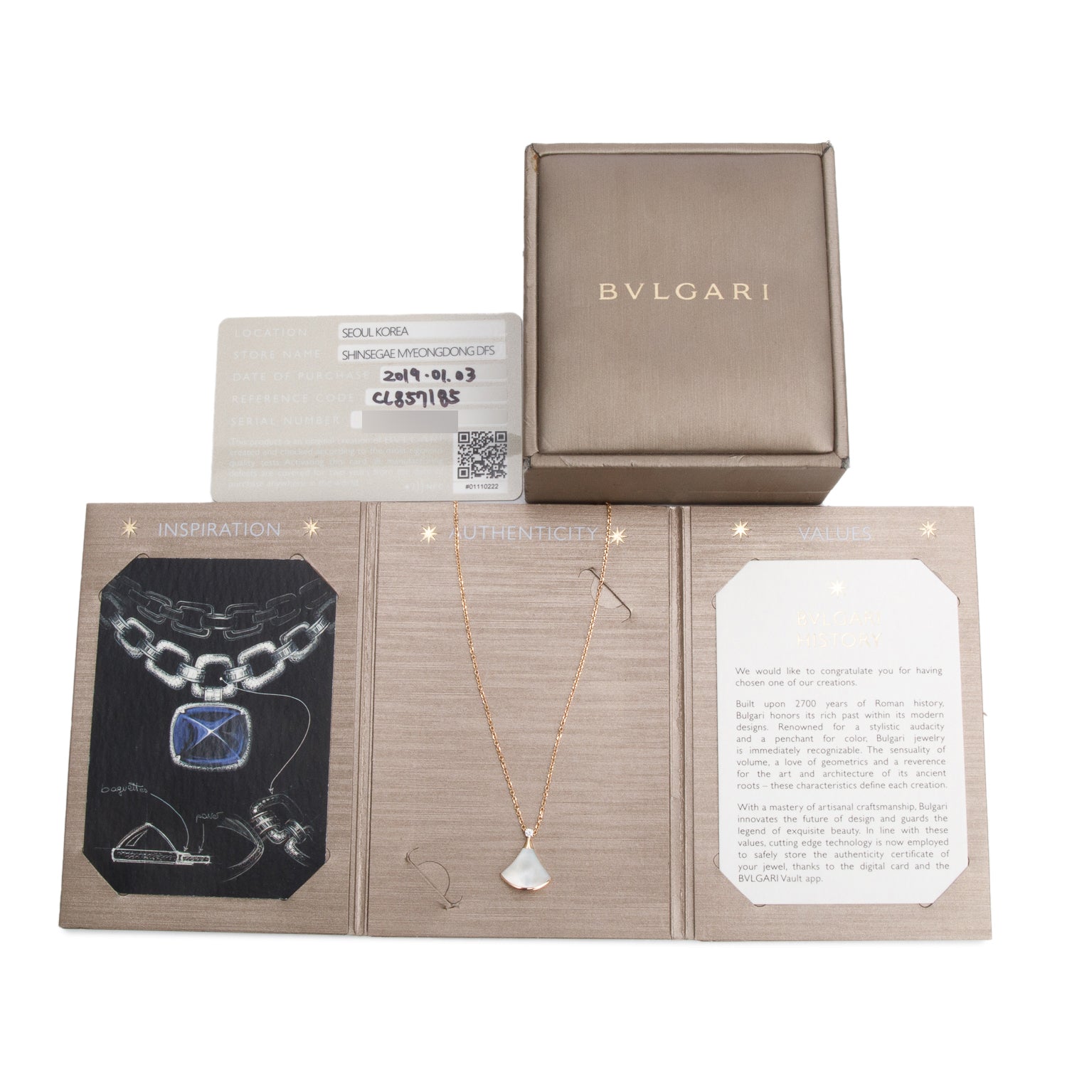 BVLGARI 18k Rose Gold Mother of Pearl & Diamond Diva's Dream Pendant Necklace w/ Box & Certificate