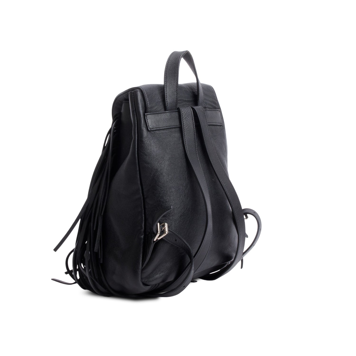 Saint Laurent Black Calfskin Fringe Festival Backpack