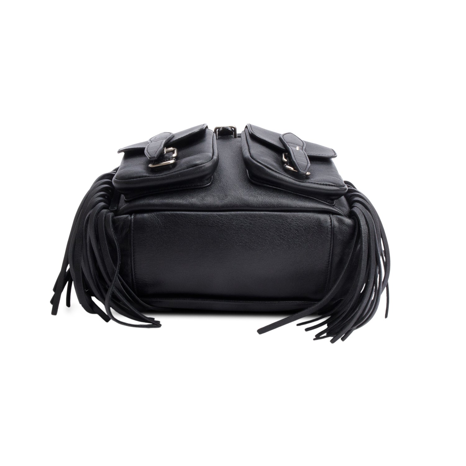 Saint Laurent Black Calfskin Fringe Festival Backpack