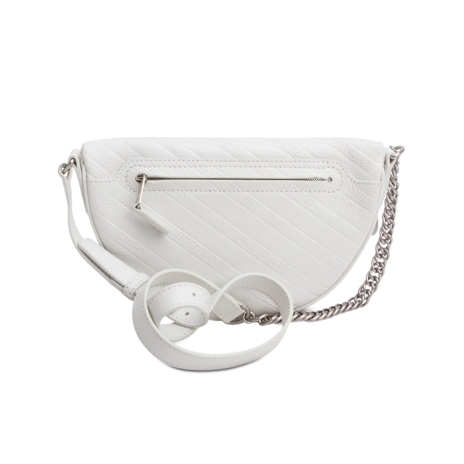 Balenciaga White Logo Embossed Leather XS Souvenir Belt Bag