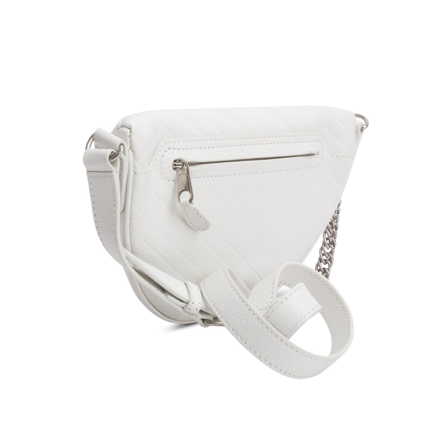 Balenciaga White Logo Embossed Leather XS Souvenir Belt Bag