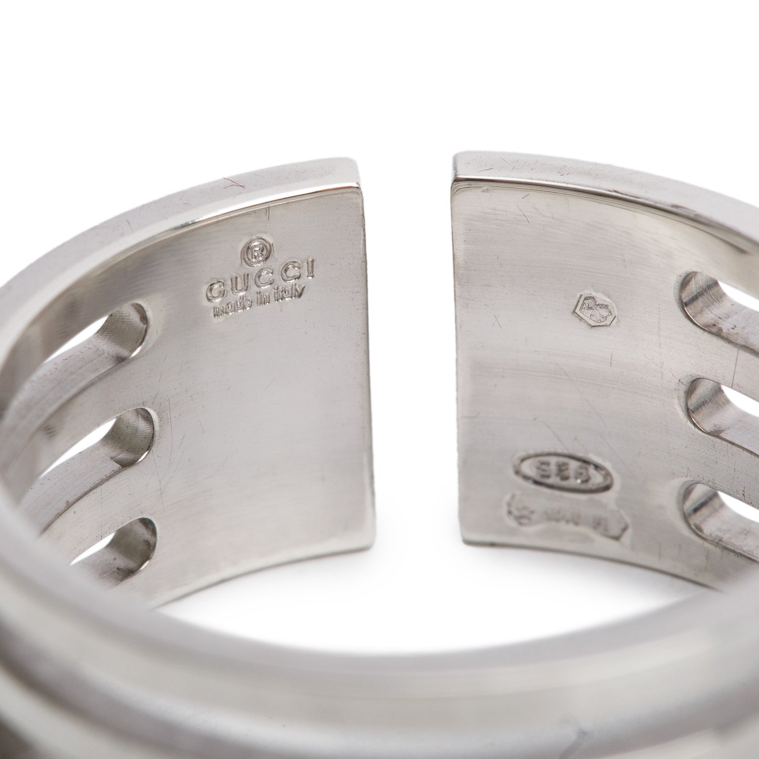 Gucci Vintage Sterling Silver Four-Row Ring, Size 12