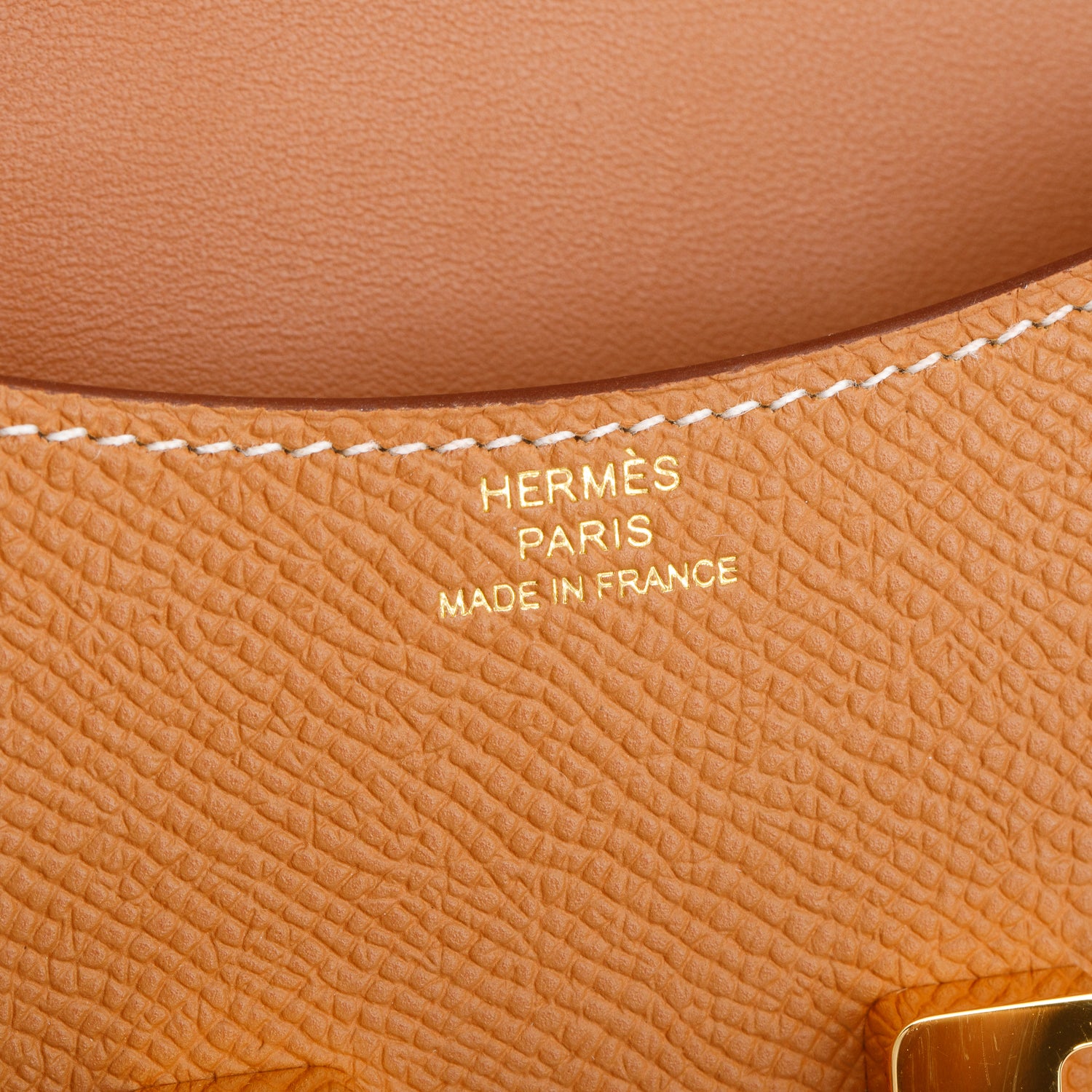 Hermes 2024 Gold Veau Epsom Constance Slim Compact Wallet w/ Box & Insert