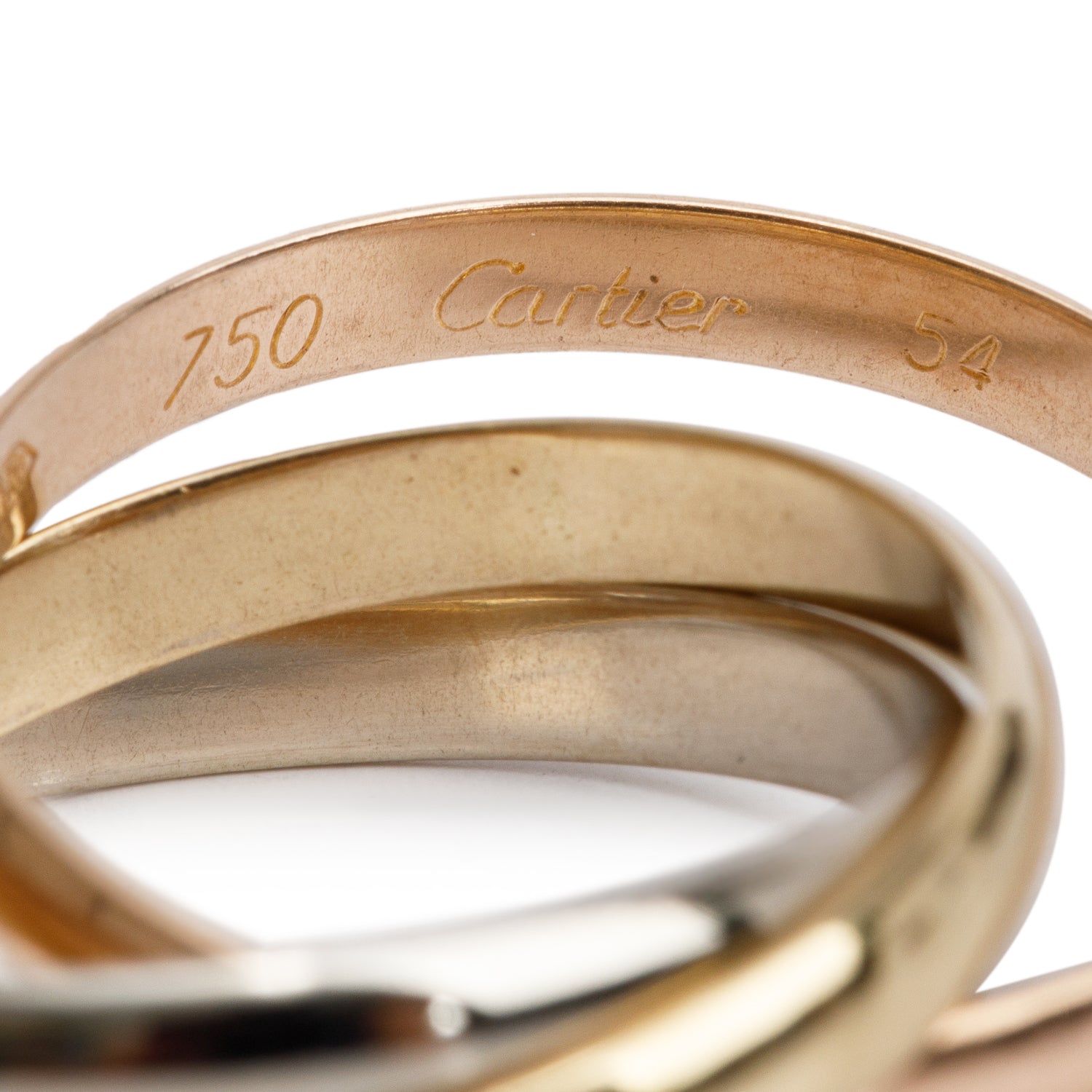 Cartier 18k Tri-Gold Vintage Trinity Rolling Ring, Small Model Size 54 7