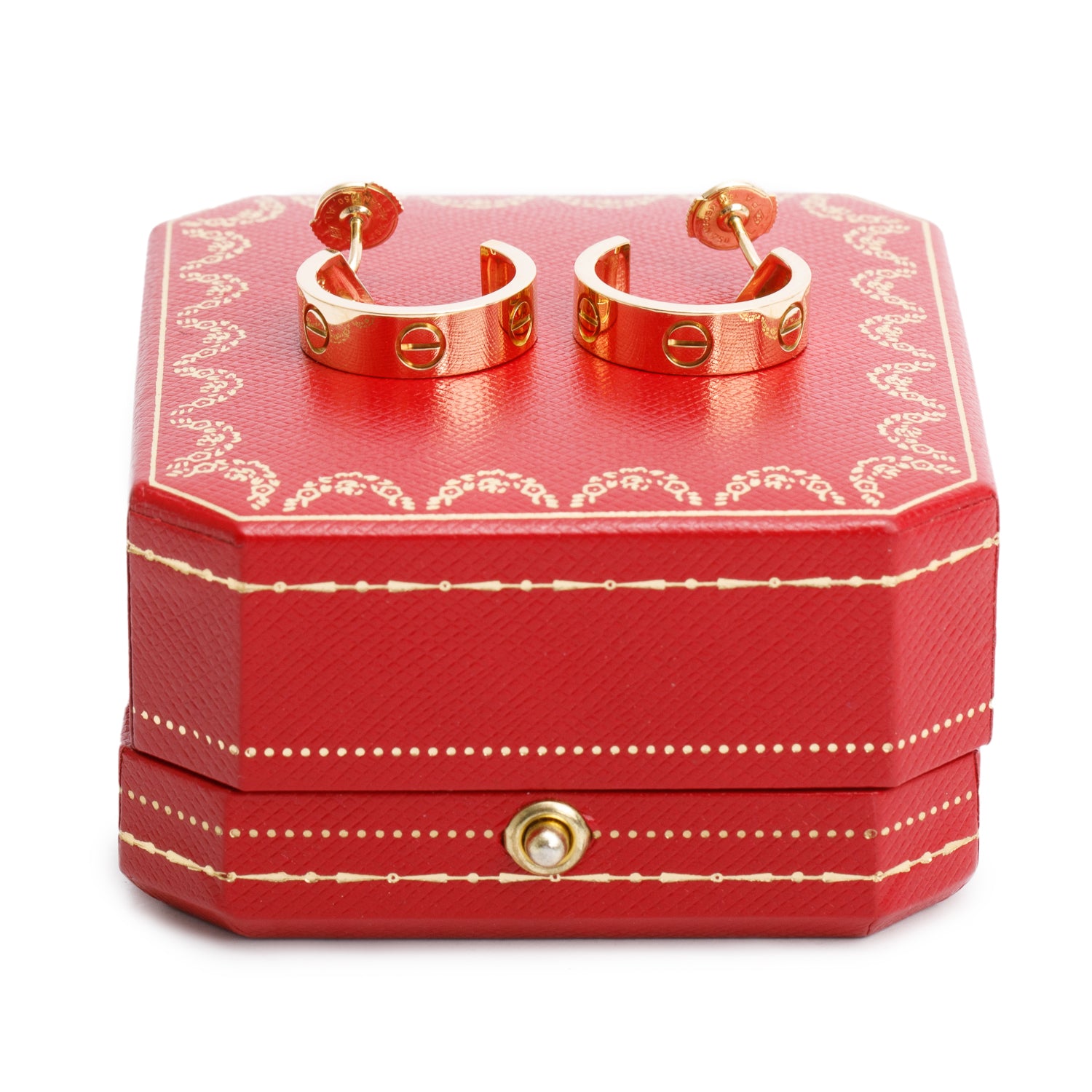 Cartier 18k Yellow Gold Love Hoop Earrings w/ Box