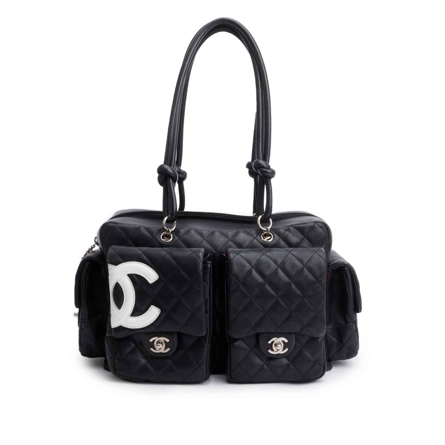 Chanel Black Lambskin Quilted Ligne Cambon Reporter Bag